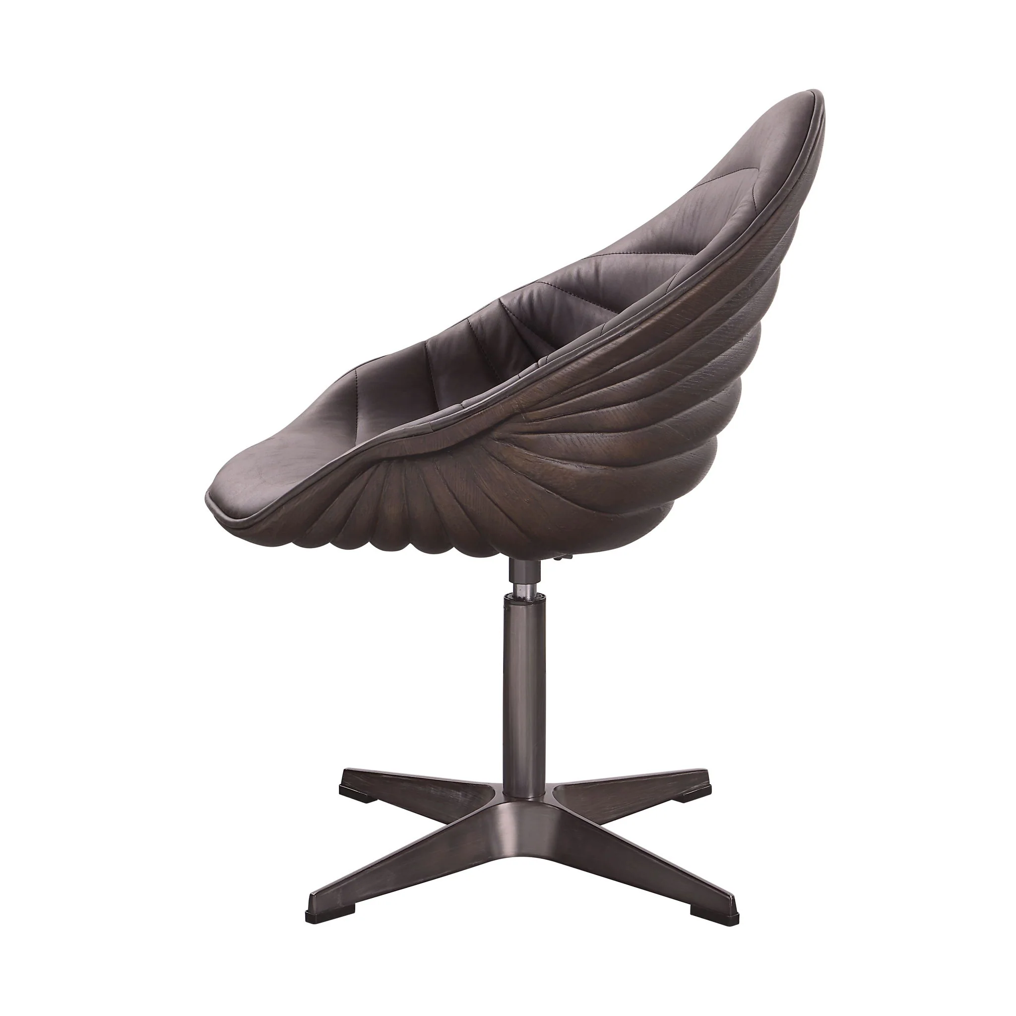 Pipino - Top Grain Leather Accent Chair With Swivel - Antique Ebony - Image 8