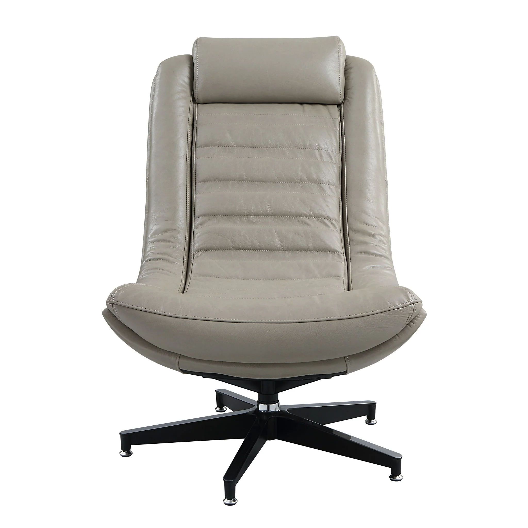 Piran - Twilight Top Grain Leather Accent Chair And Ottoman With Swivel - Gray - Image 7