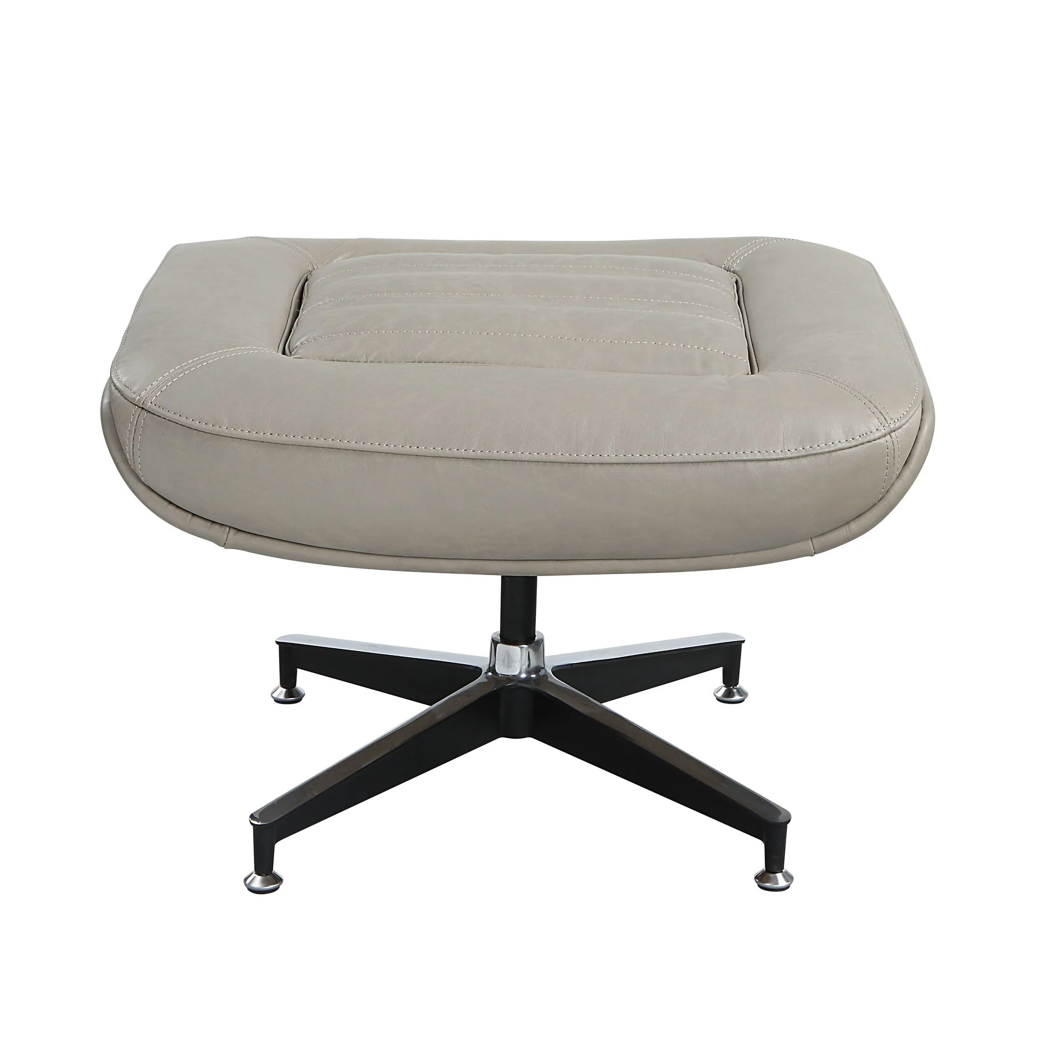 Piran - Twilight Top Grain Leather Accent Chair And Ottoman With Swivel - Gray - Image 8