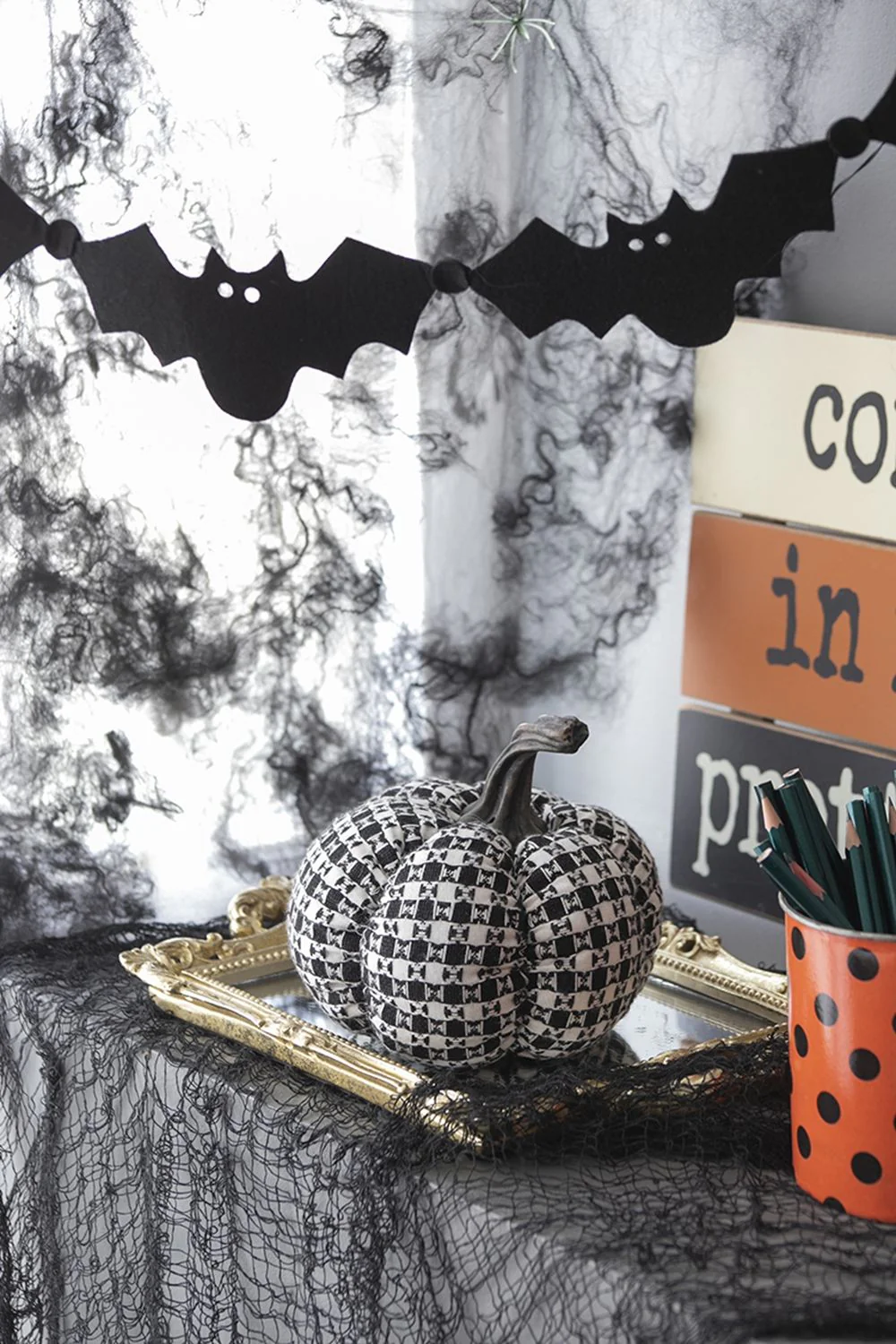Plaid Pumpkin Decor, For Holiday Halloween Decoration - Image 3
