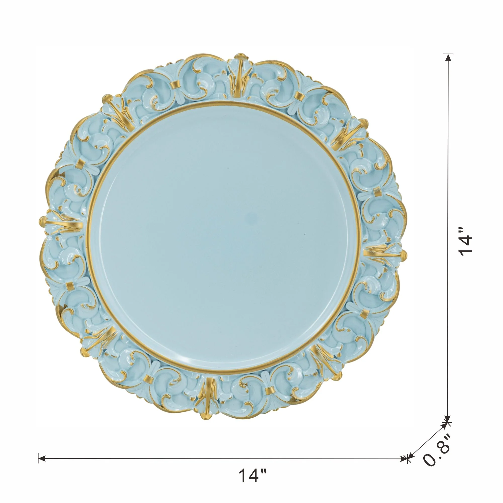 Plastic Charger Plate (Set of 6) - Blue / Gold - Image 2