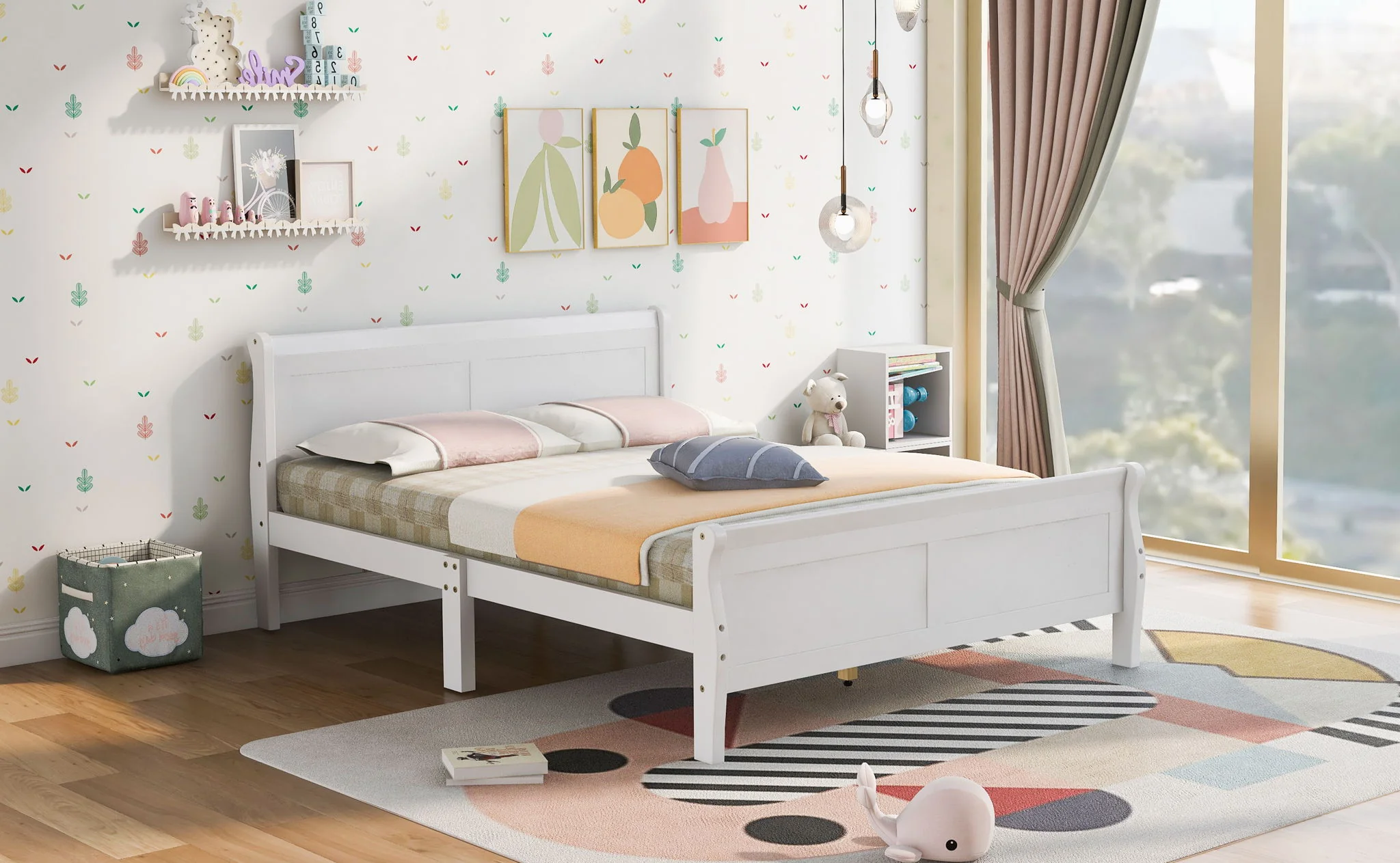 Platform Bed Frame Mattress Foundation Sleigh Bed With Headboard / Footboard / Wood Slat Suppor - Image 27