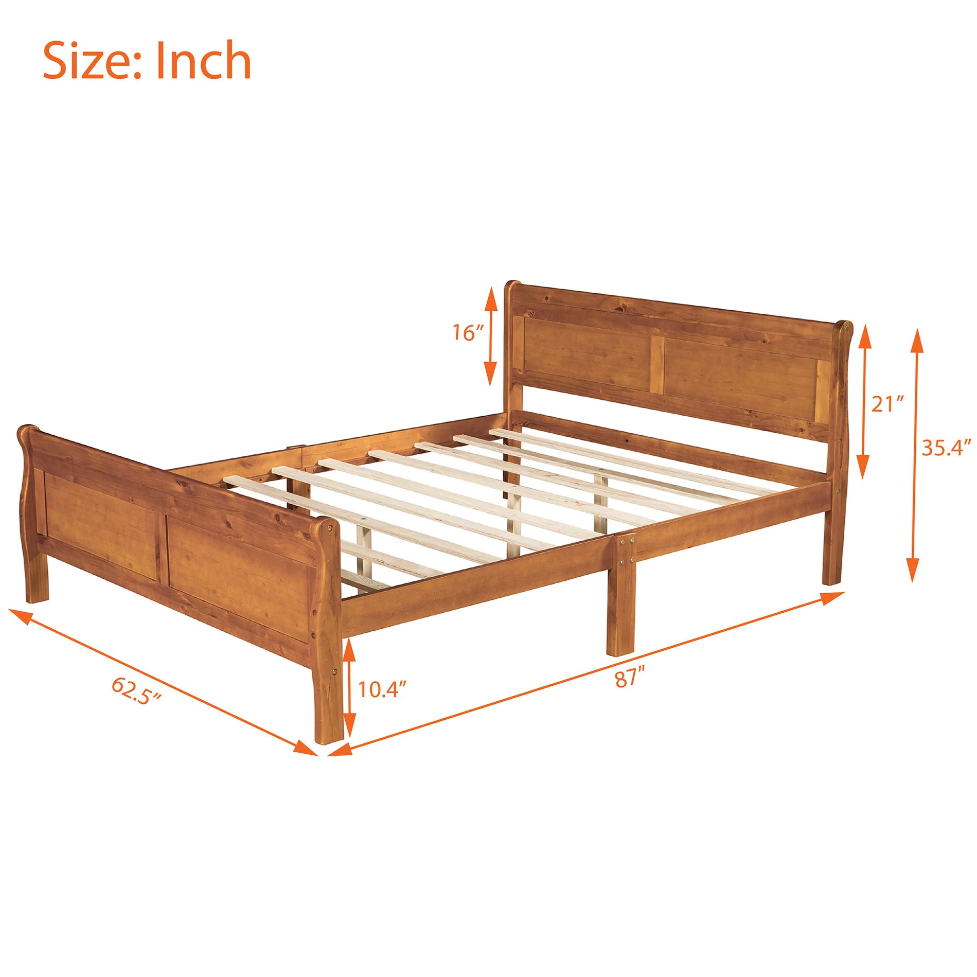 Platform Bed Frame Mattress Foundation Sleigh Bed With Headboard / Footboard / Wood Slat Suppor - Image 51