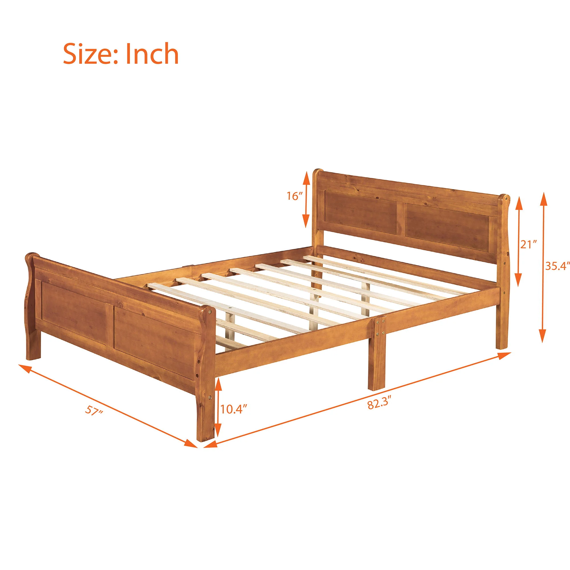 Platform Bed Frame Mattress Foundation Sleigh Bed With Headboard / Footboard / Wood Slat Suppor - Image 52