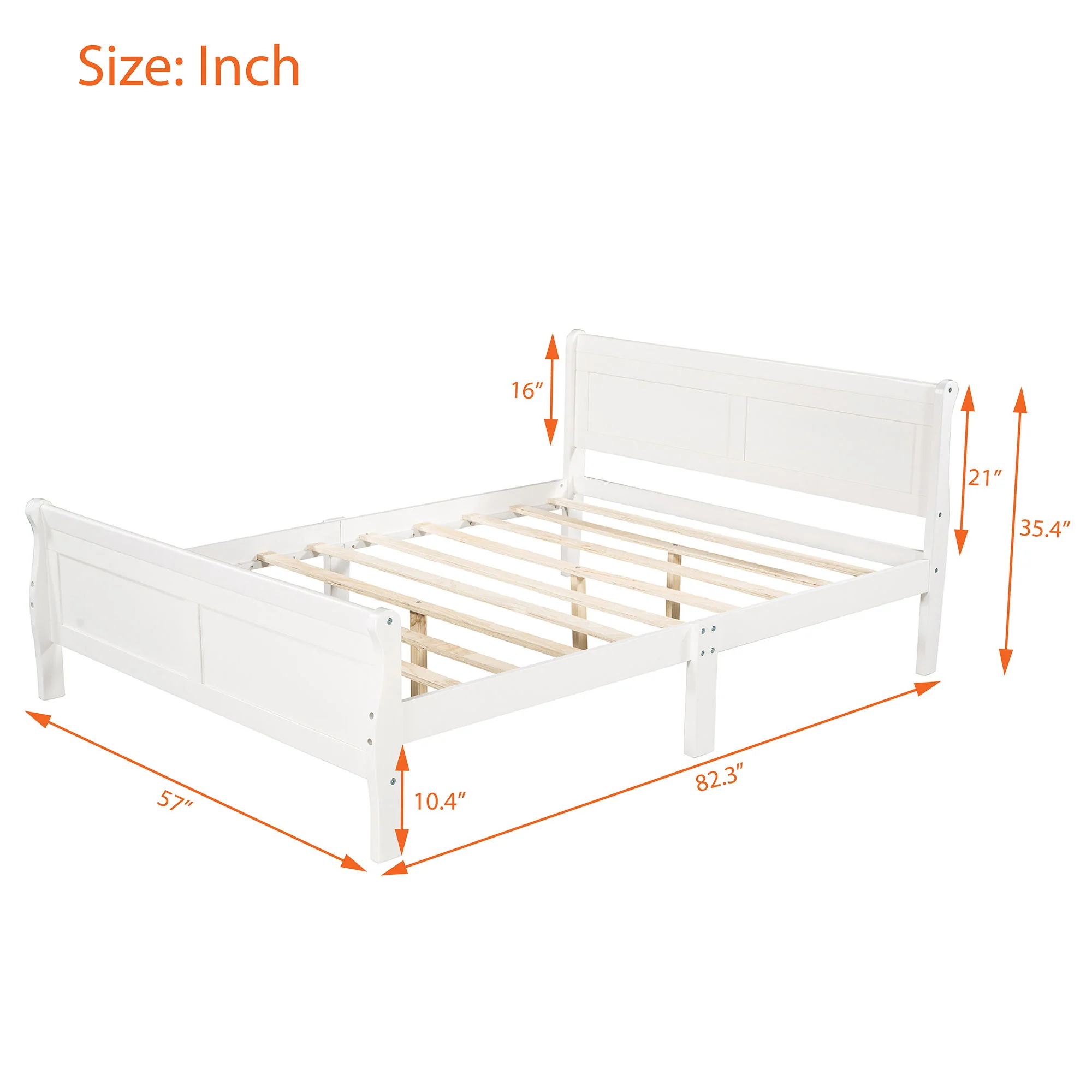 Platform Bed Frame Mattress Foundation Sleigh Bed With Headboard / Footboard / Wood Slat Suppor - Image 55
