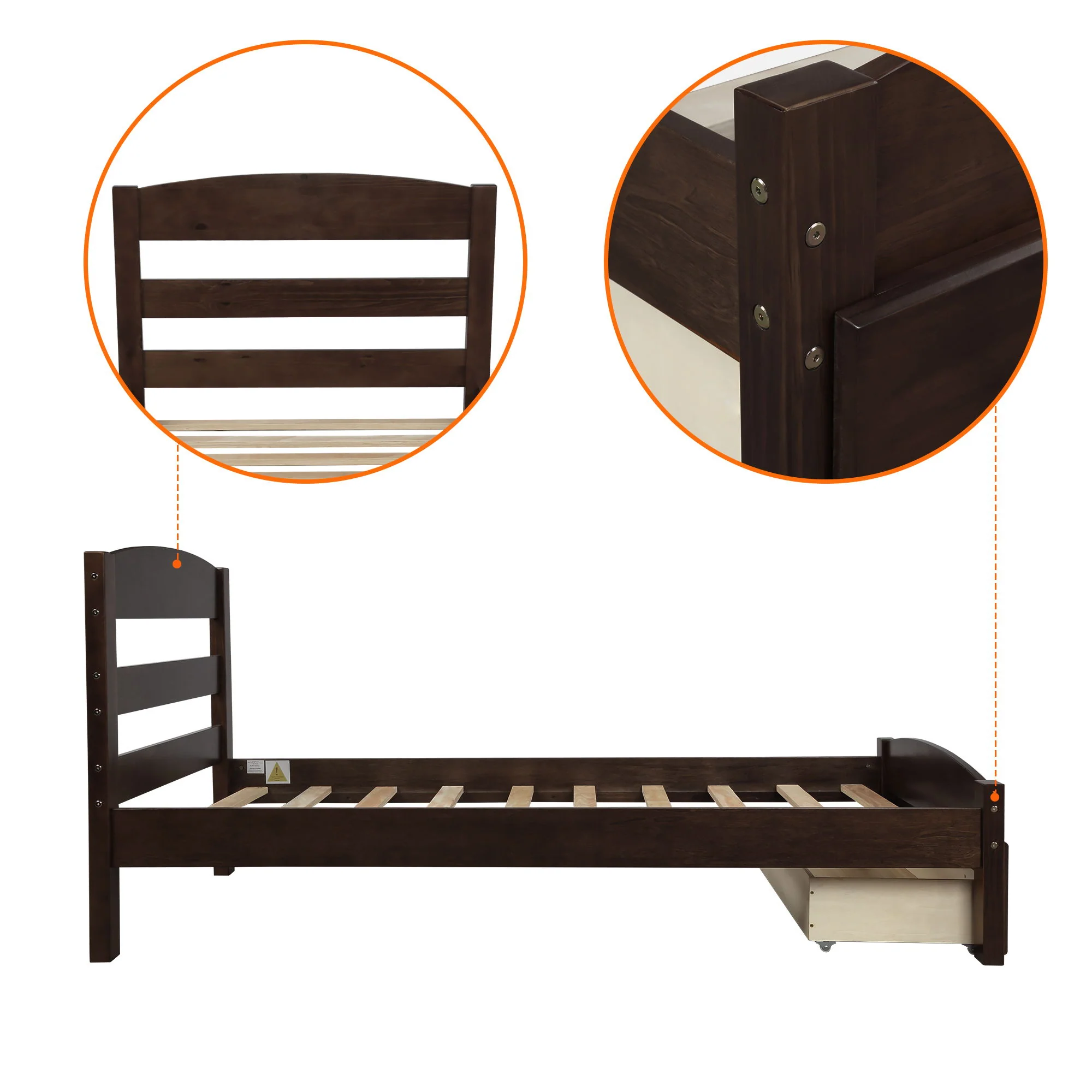 Platform Bed Frame With Storage Drawer And Wood Slat Support No Box Spring Needed - Image 13