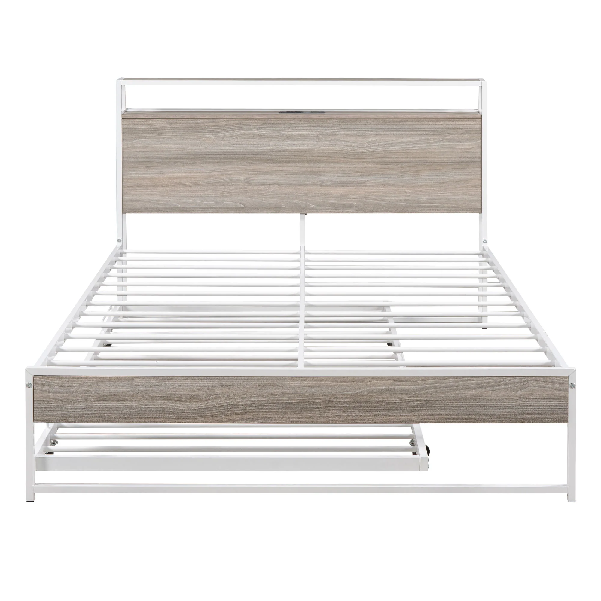 Platform Bed Frame With Trundle, USB Ports And Slat Support, No Box Spring Needed - Image 15