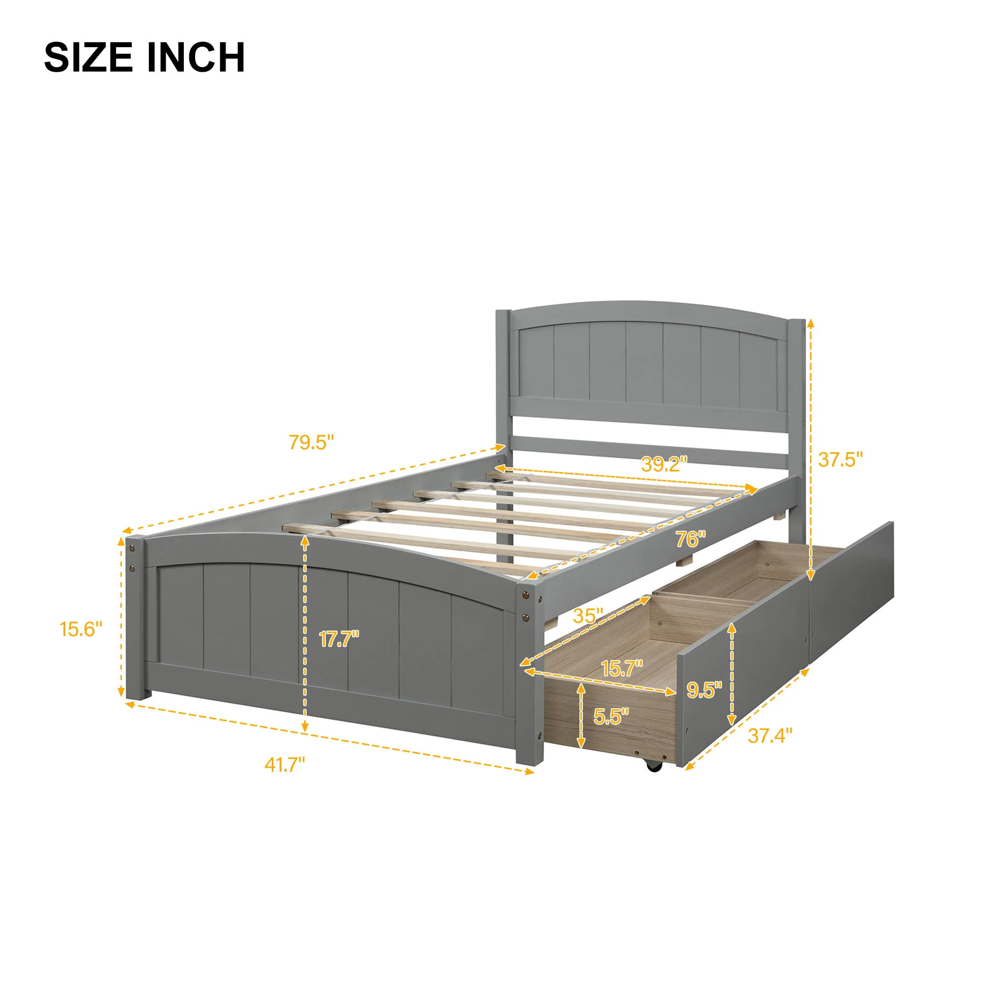Platform Bed & Headboard, Footboard And Wood Slat Support - Image 16