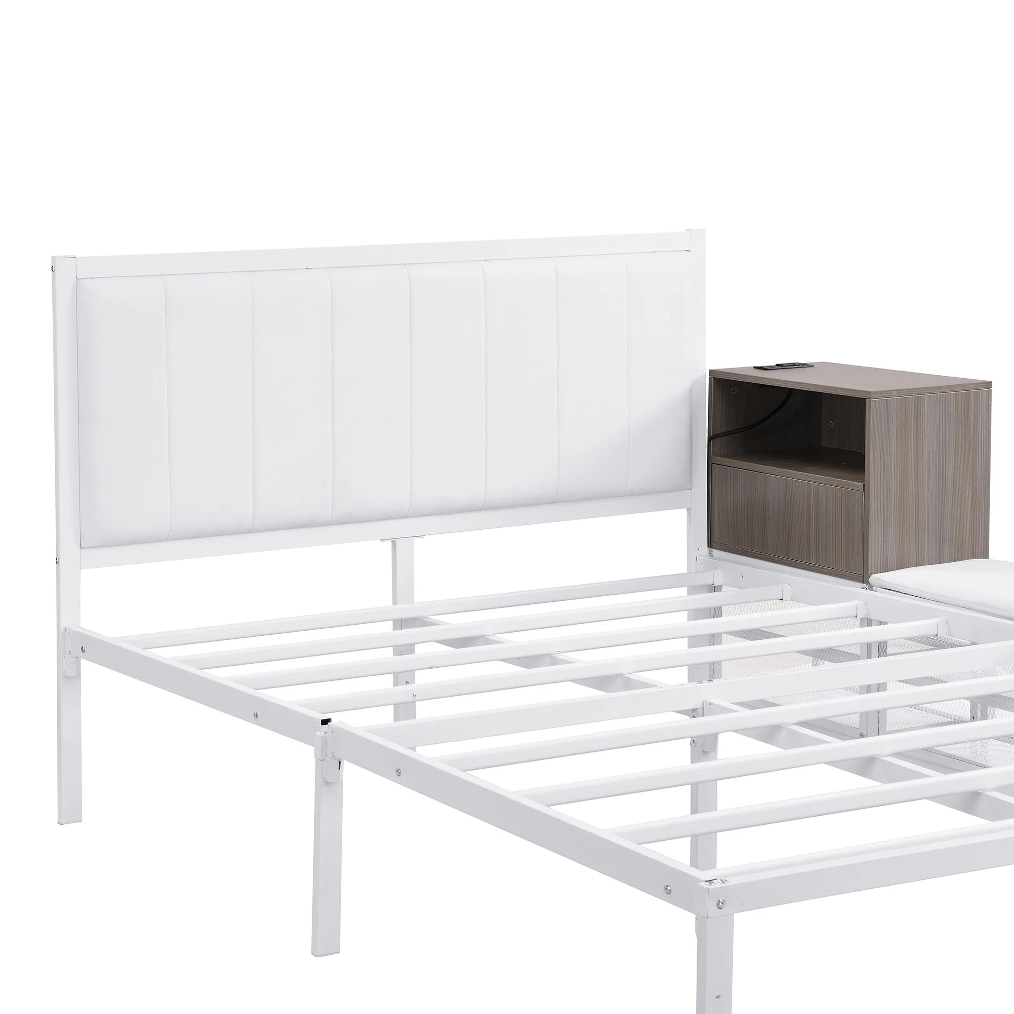 Platform Bed With 2 Tier Storage Shelves, Storage Cabinet - Image 27