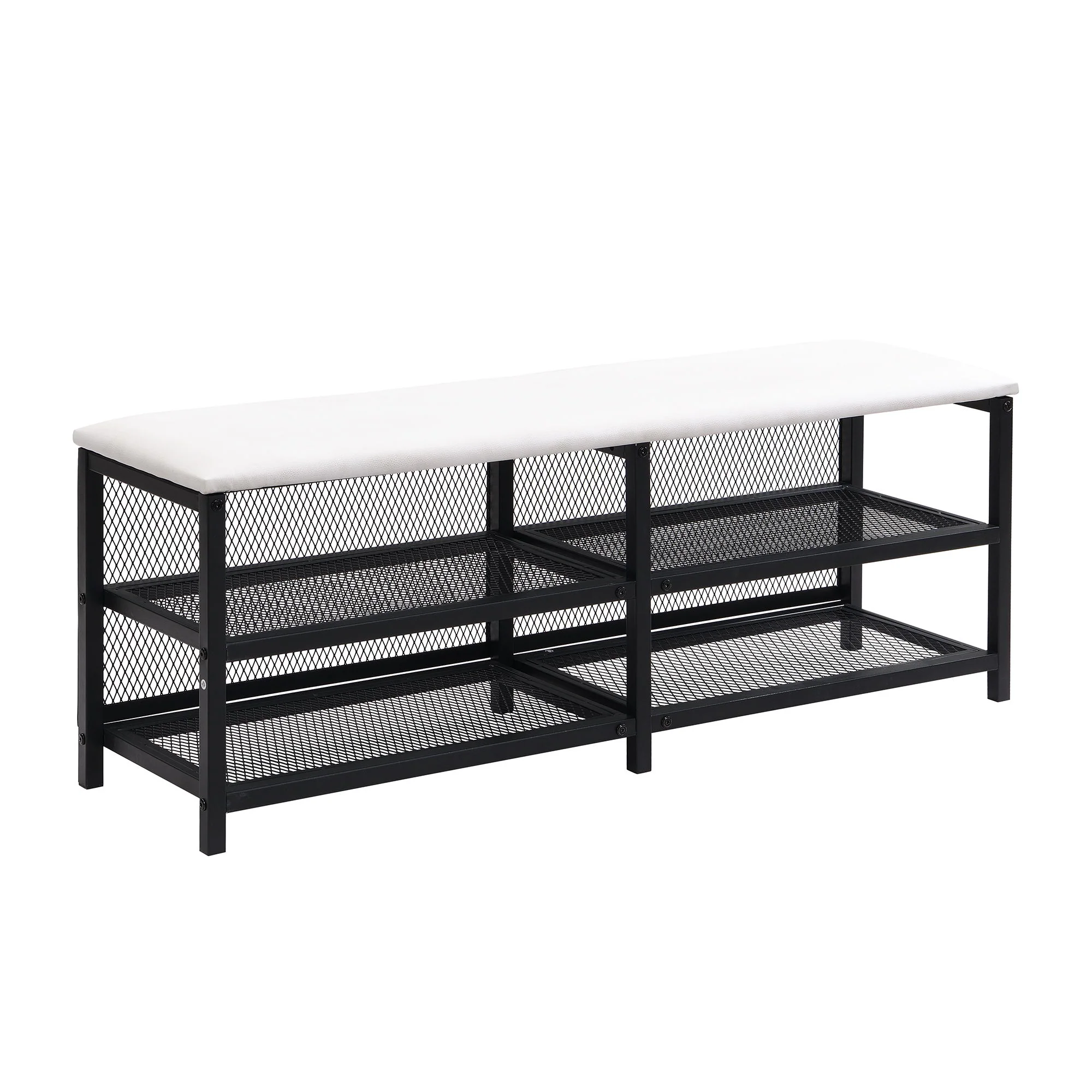 Platform Bed With 2 Tier Storage Shelves, Storage Cabinet - Image 29