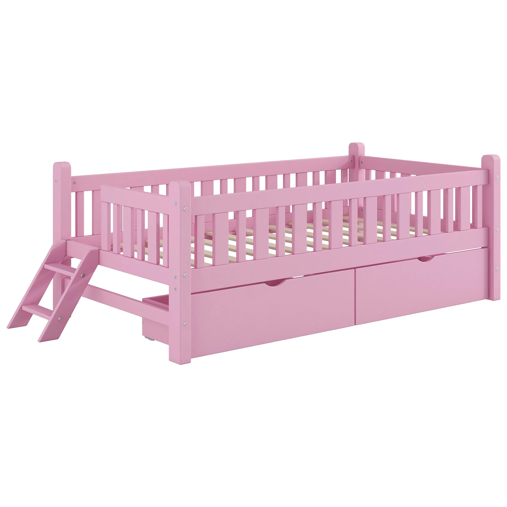 Platform Bed With Guardrail And 2 Drawers - Image 12