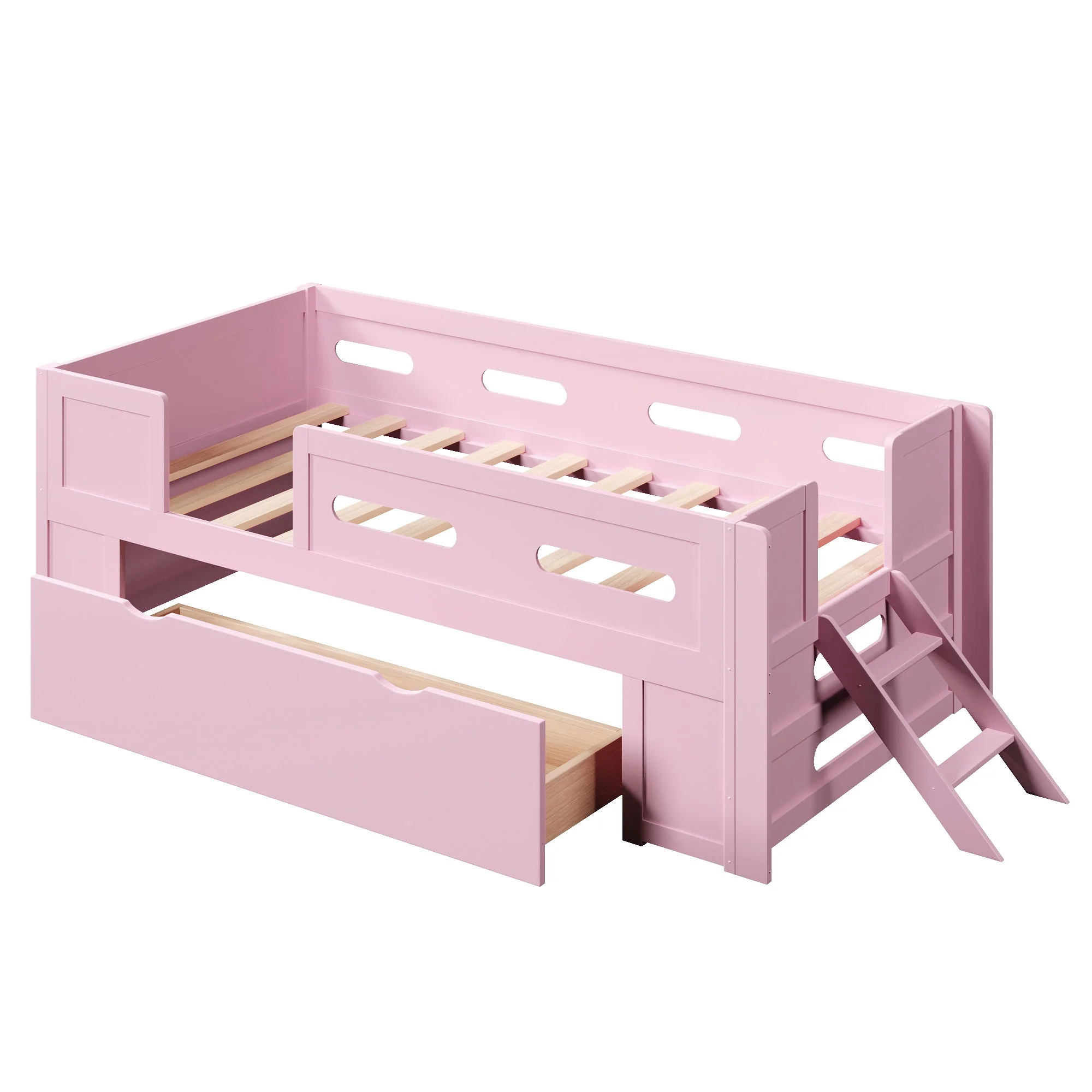 Platform Bed With Guardrail And Drawer - Image 27