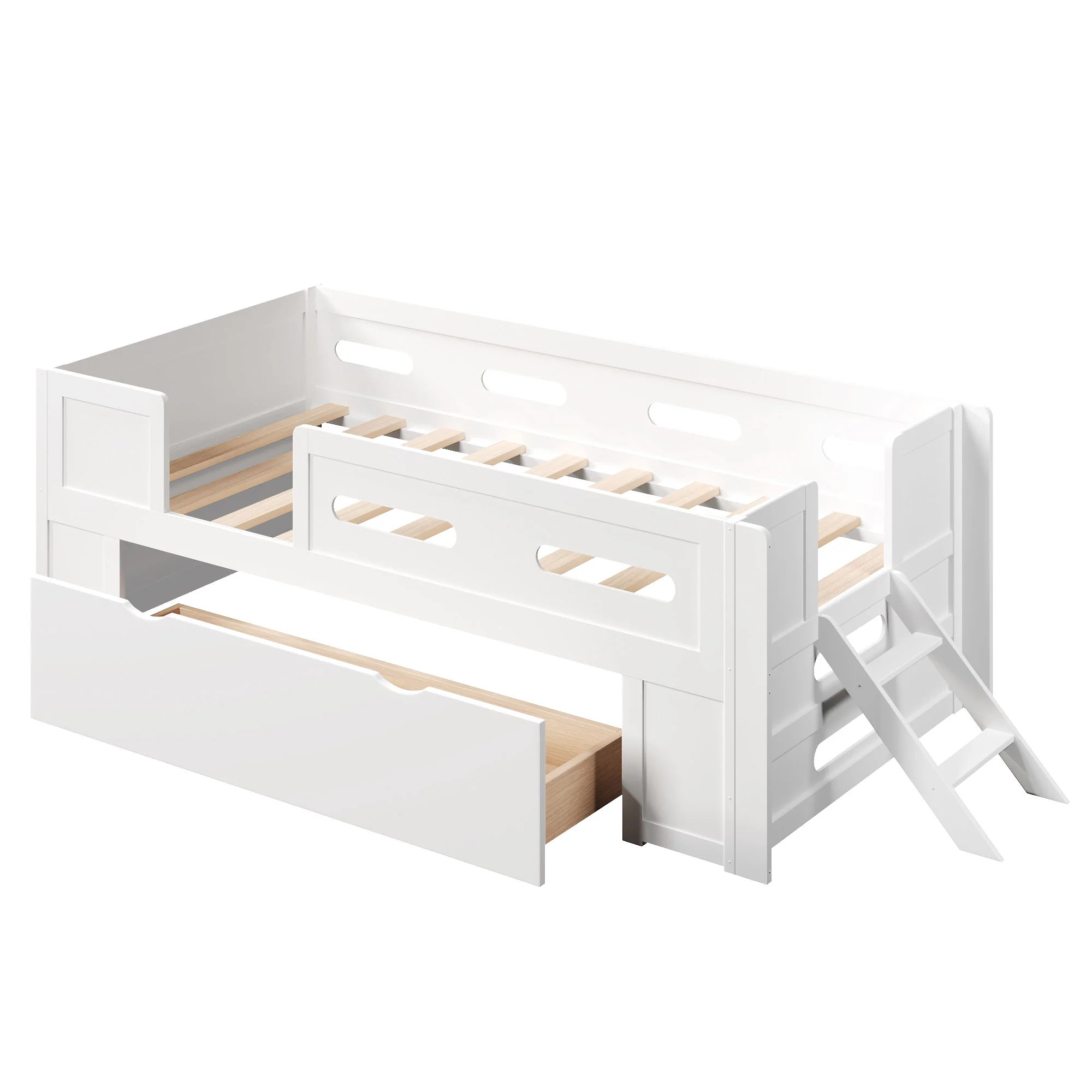 Platform Bed With Guardrail And Drawer - Image 6