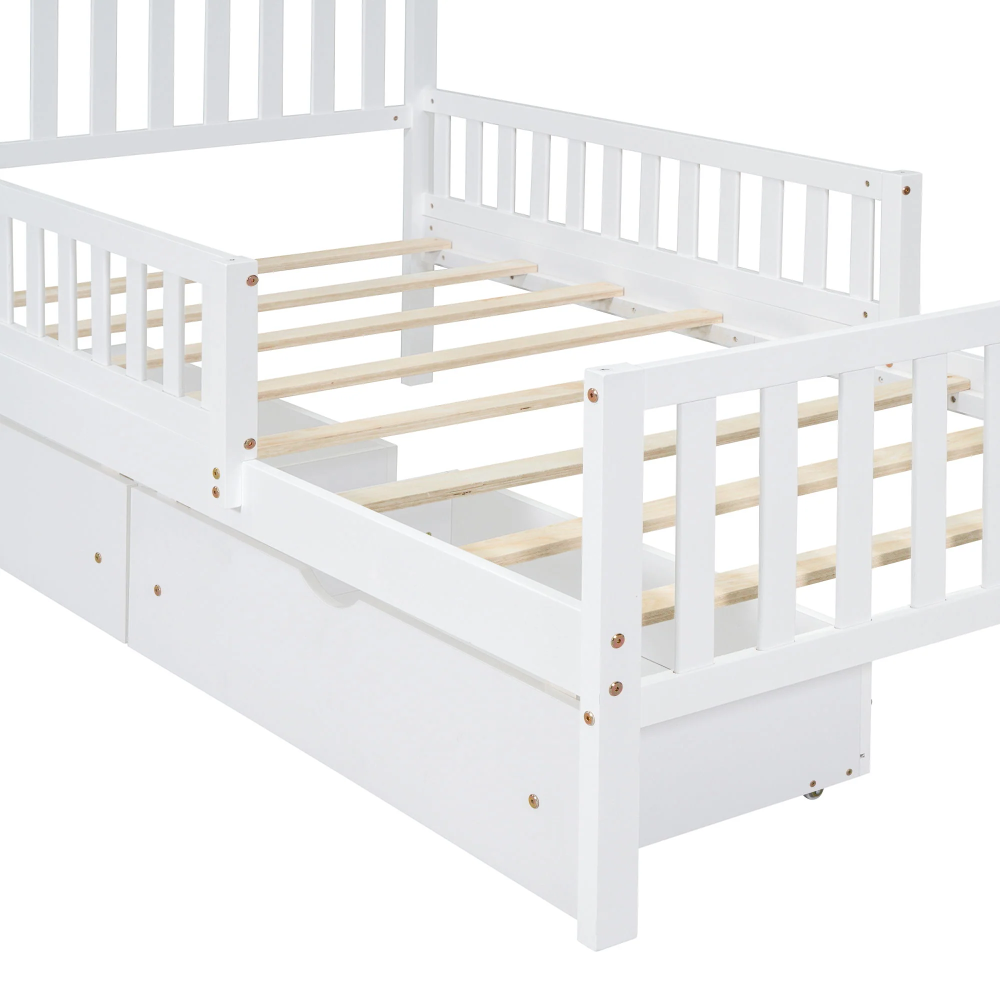 Platform Bed With Guardrails On Both Sides And 2 Storage Drawers - Image 11