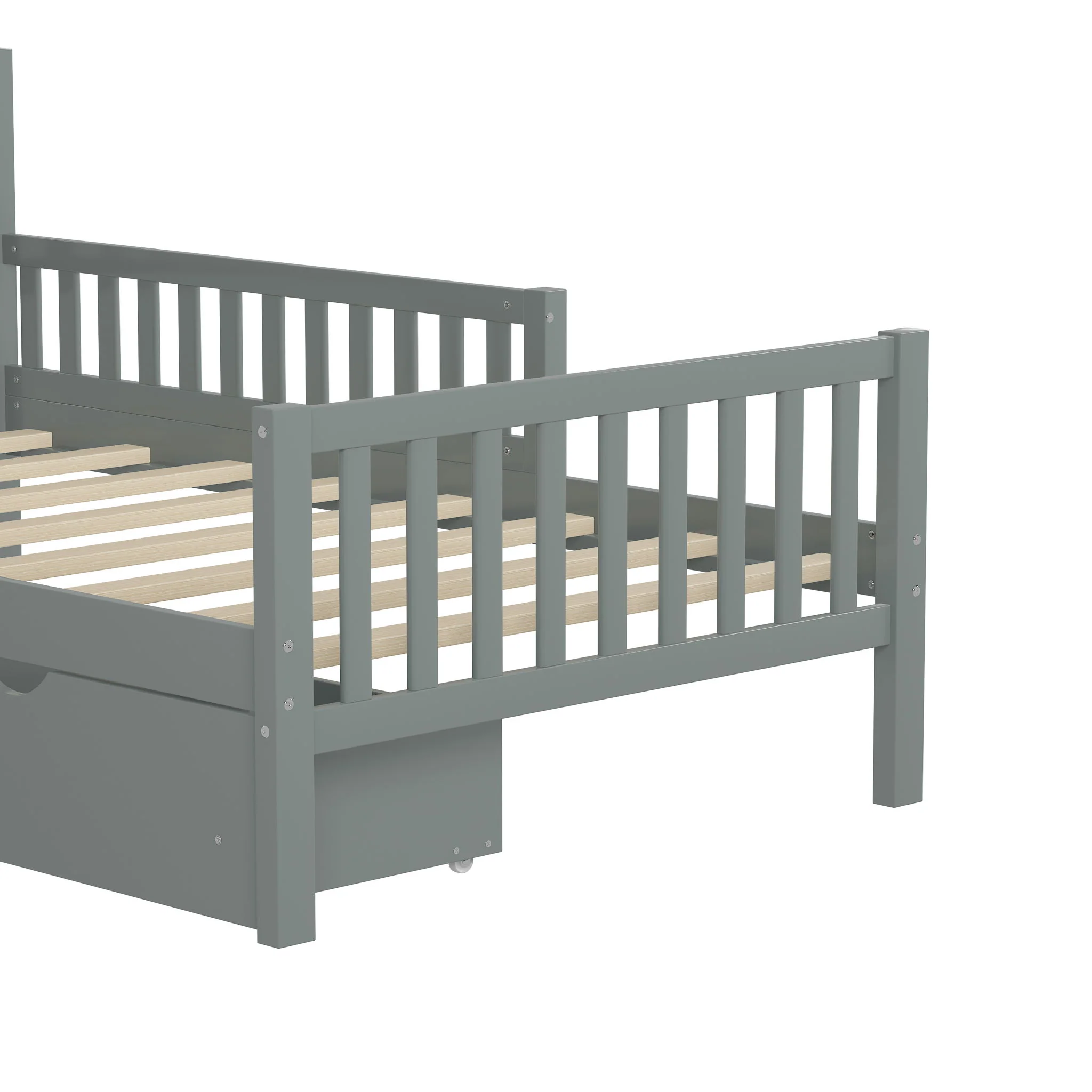 Platform Bed With Guardrails On Both Sides And 2 Storage Drawers - Image 21