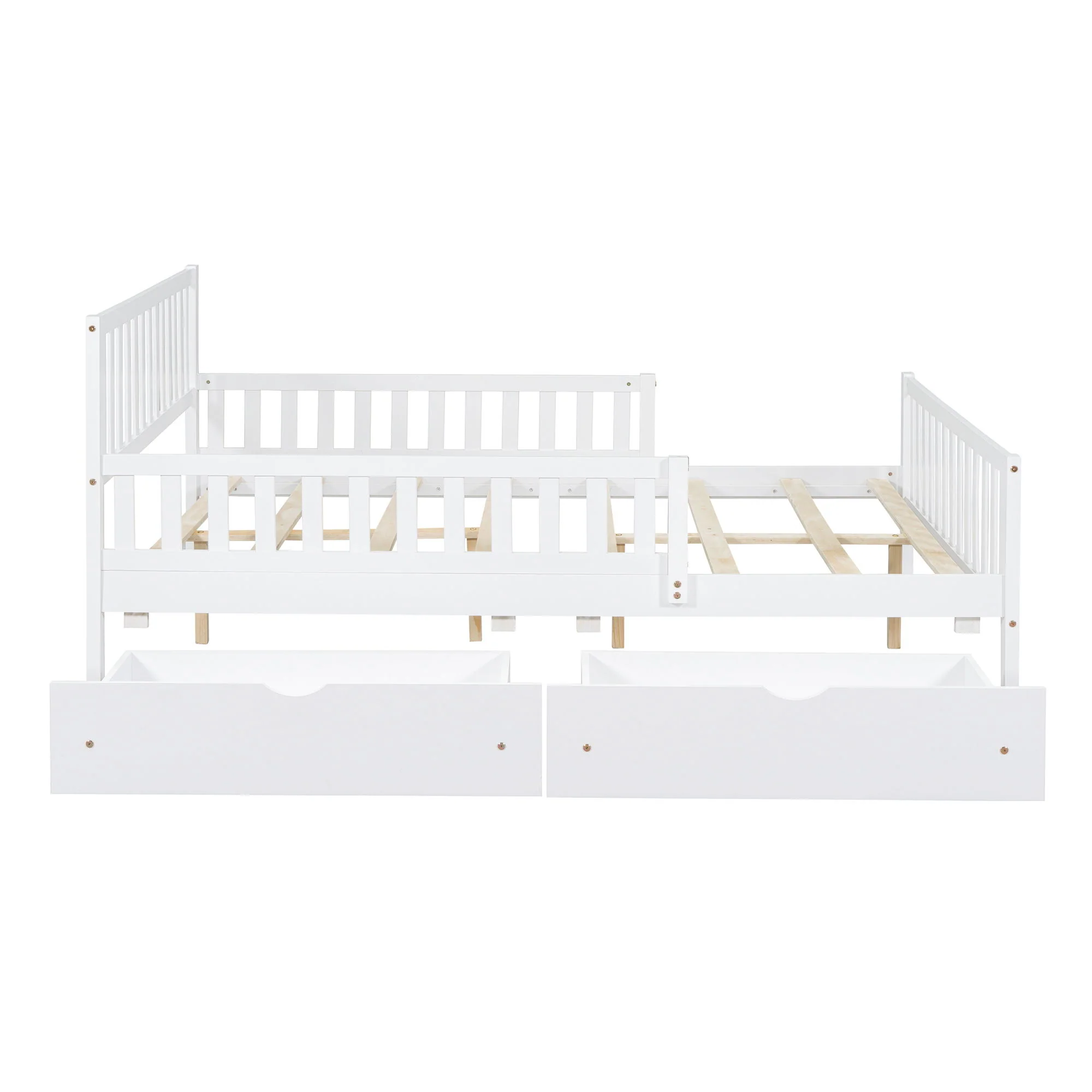 Platform Bed With Guardrails On Both Sides And 2 Storage Drawers - Image 40