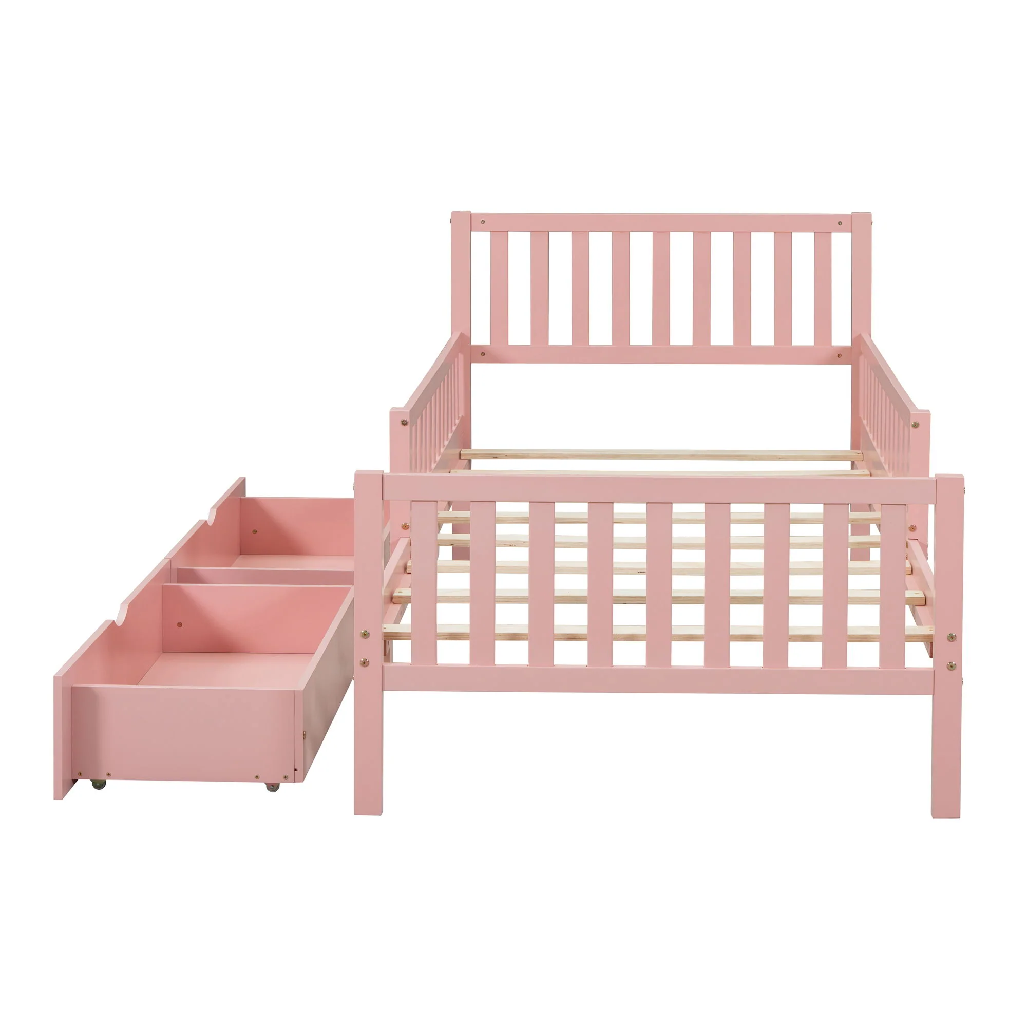 Platform Bed With Guardrails On Both Sides And 2 Storage Drawers - Image 52