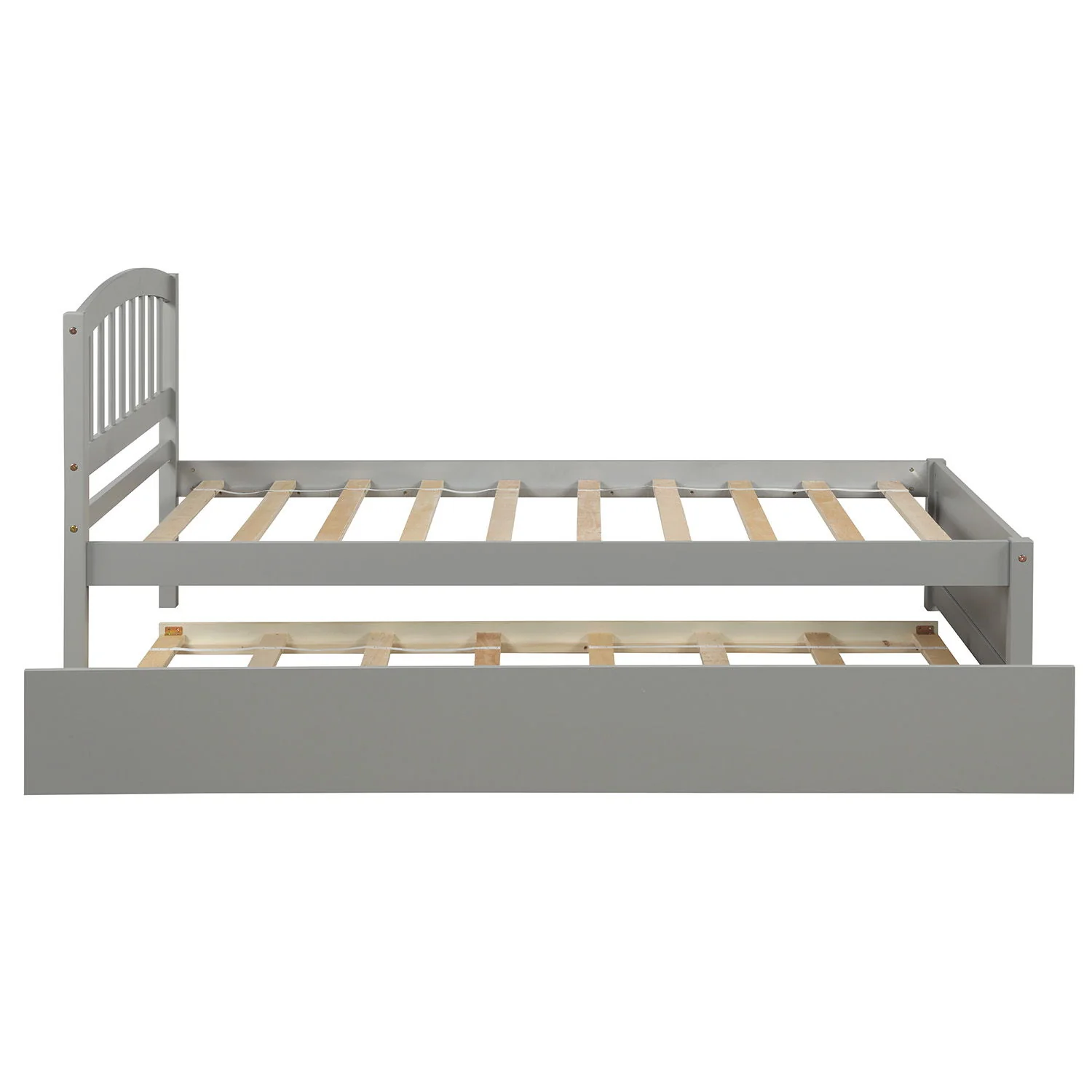 Platform Bed Wood Bed Frame With Trundle - Image 30