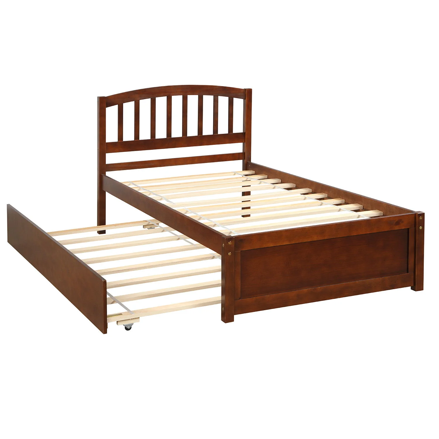 Platform Bed Wood Bed Frame With Trundle - Image 8