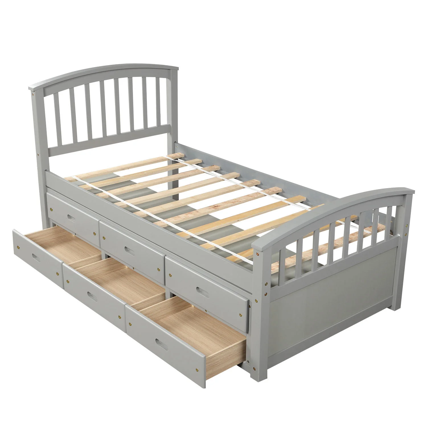 Platform Storage Bed Solid Wood Bed With 6 Drawers - Image 3