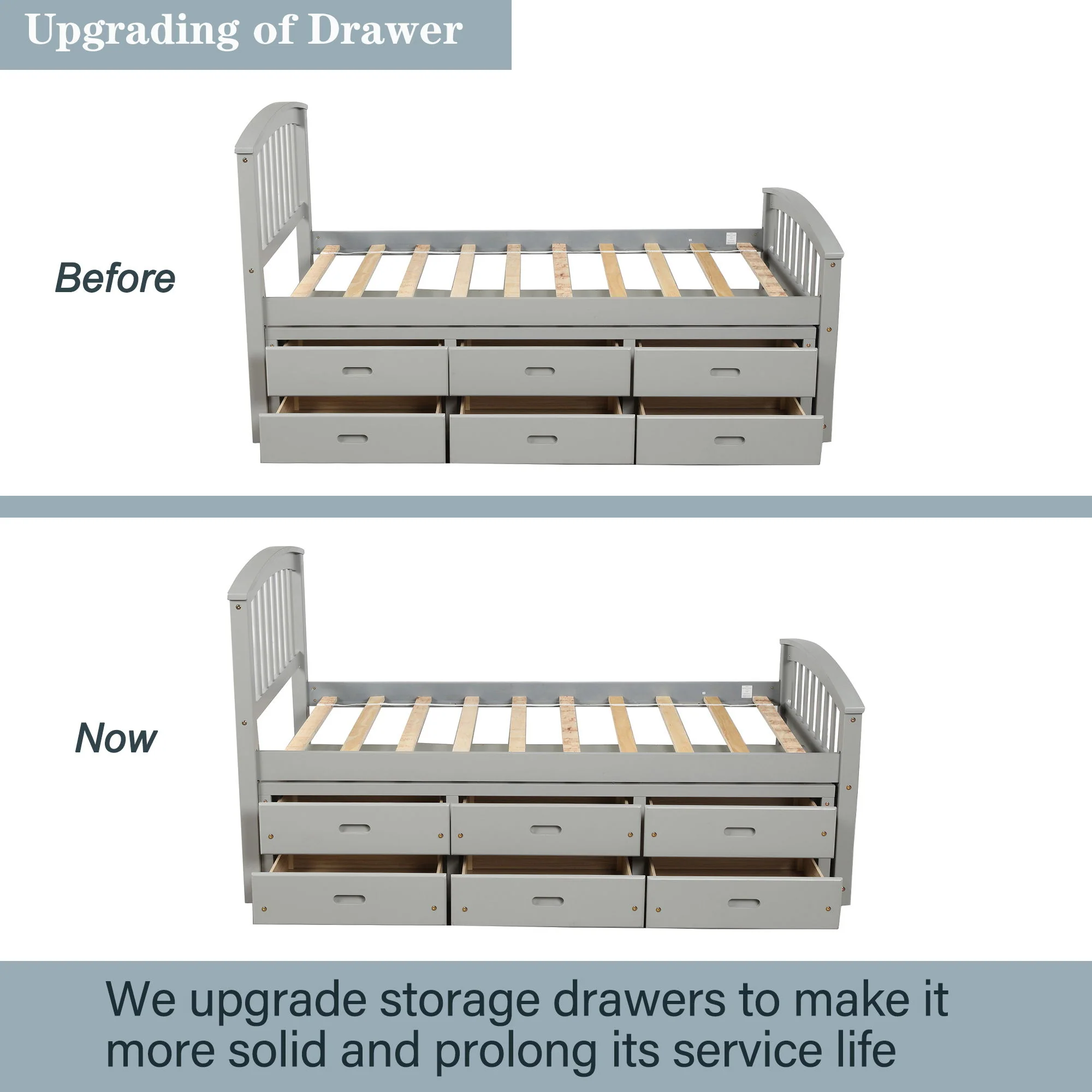 Platform Storage Bed Solid Wood Bed With 6 Drawers - Image 9