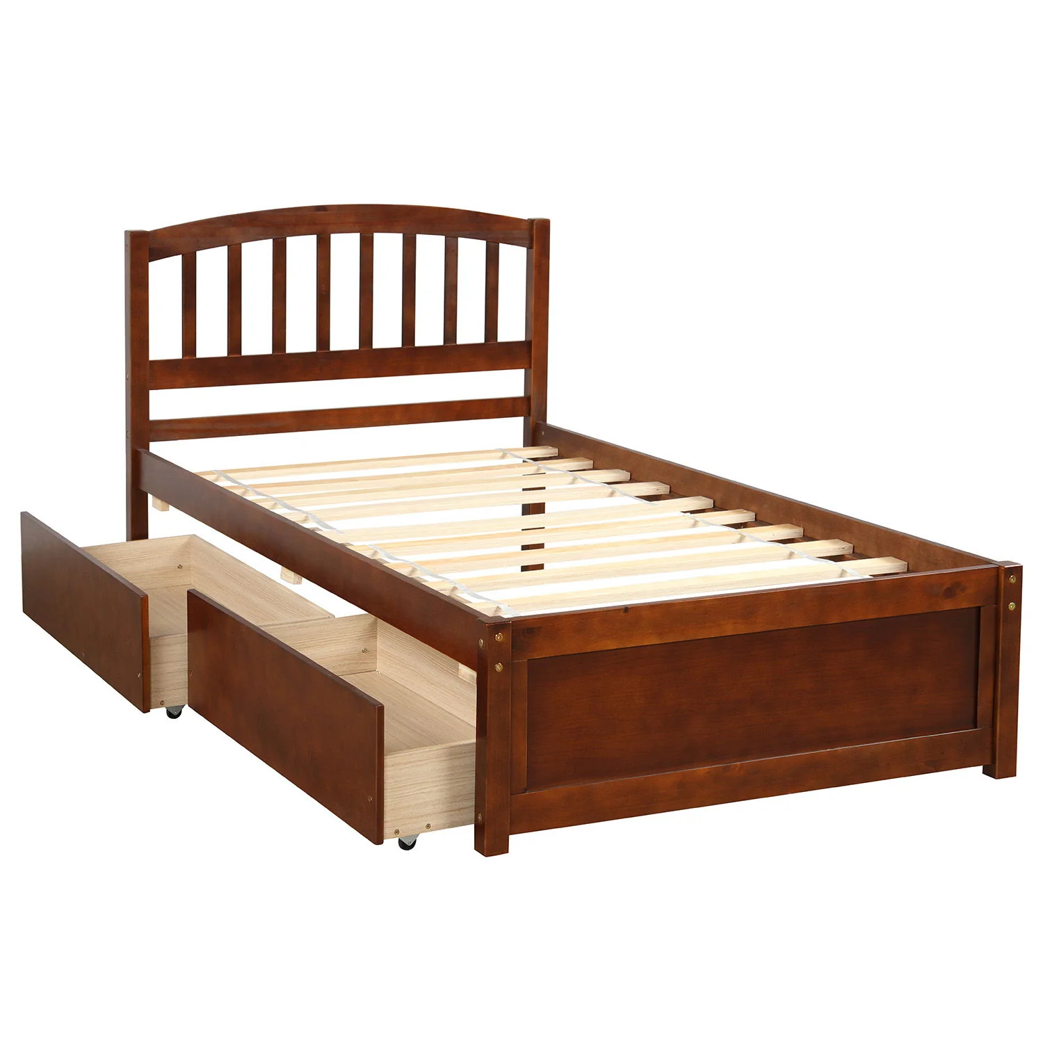 Platform Storage Bed Wood Bed Frame With Two Drawers And Headboard - Image 14
