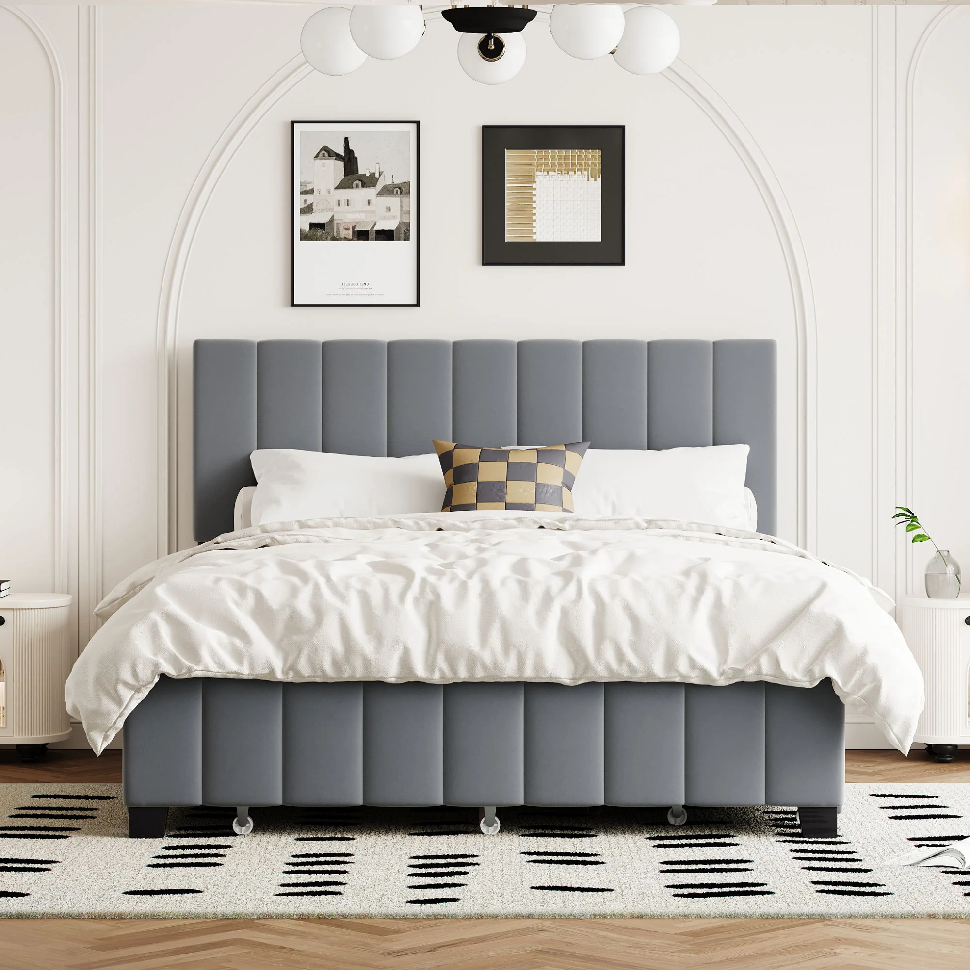 Platform UpholsteredBed With 2 Drawers And Twin Long Trundle - Image 12