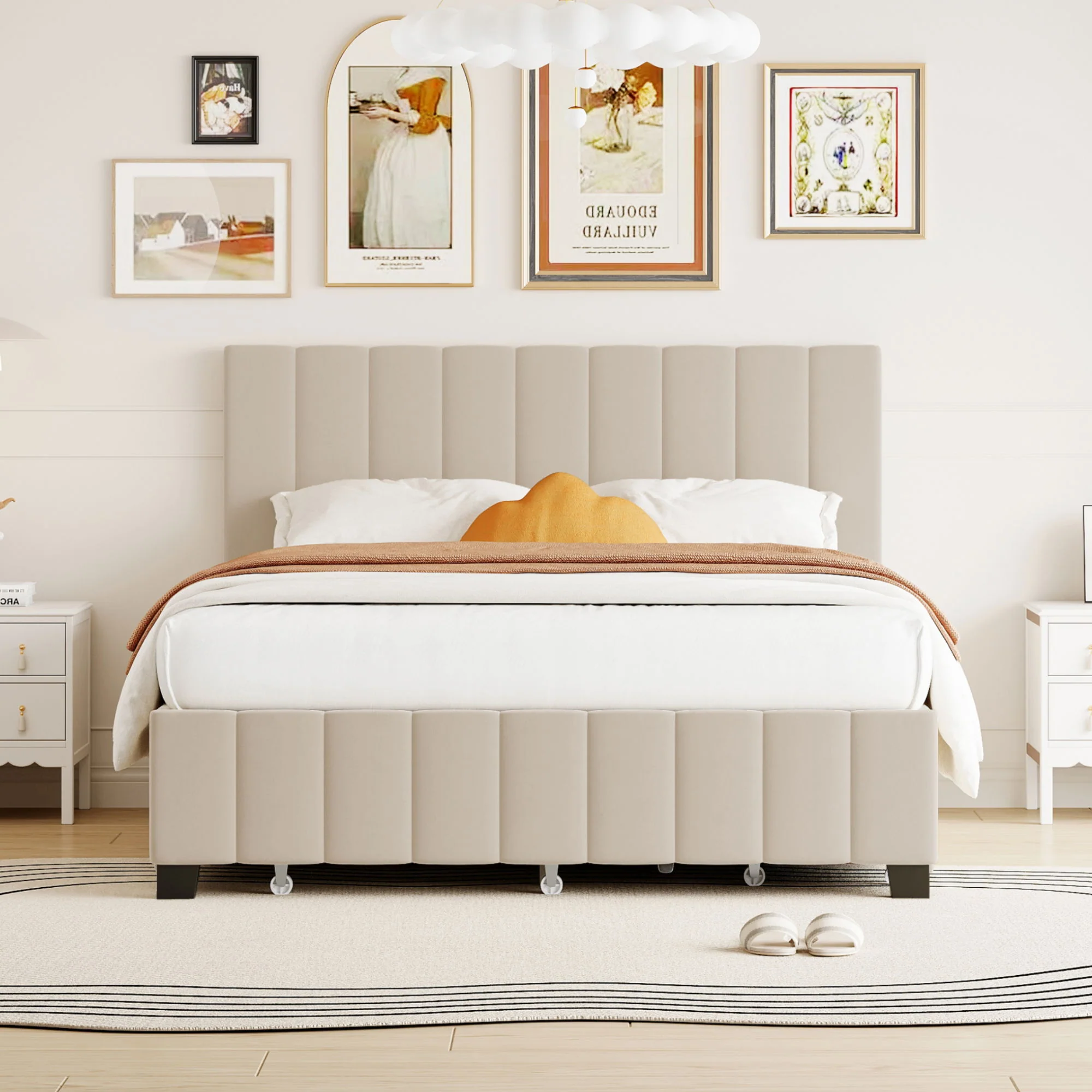 Platform UpholsteredBed With 2 Drawers And Twin Long Trundle - Image 13