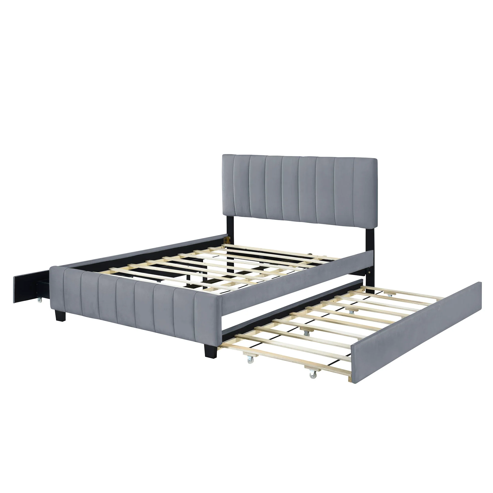 Platform UpholsteredBed With 2 Drawers And Twin Long Trundle - Image 18