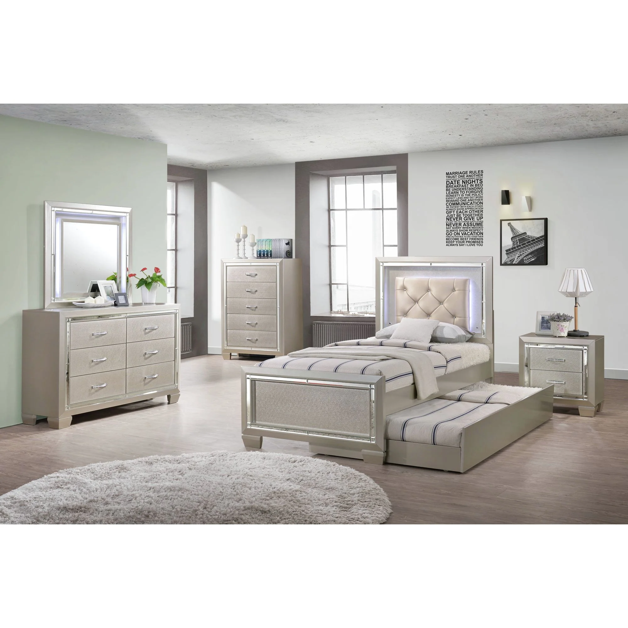 Platinum - Youth Nightstand - Сhampagne - Image 4