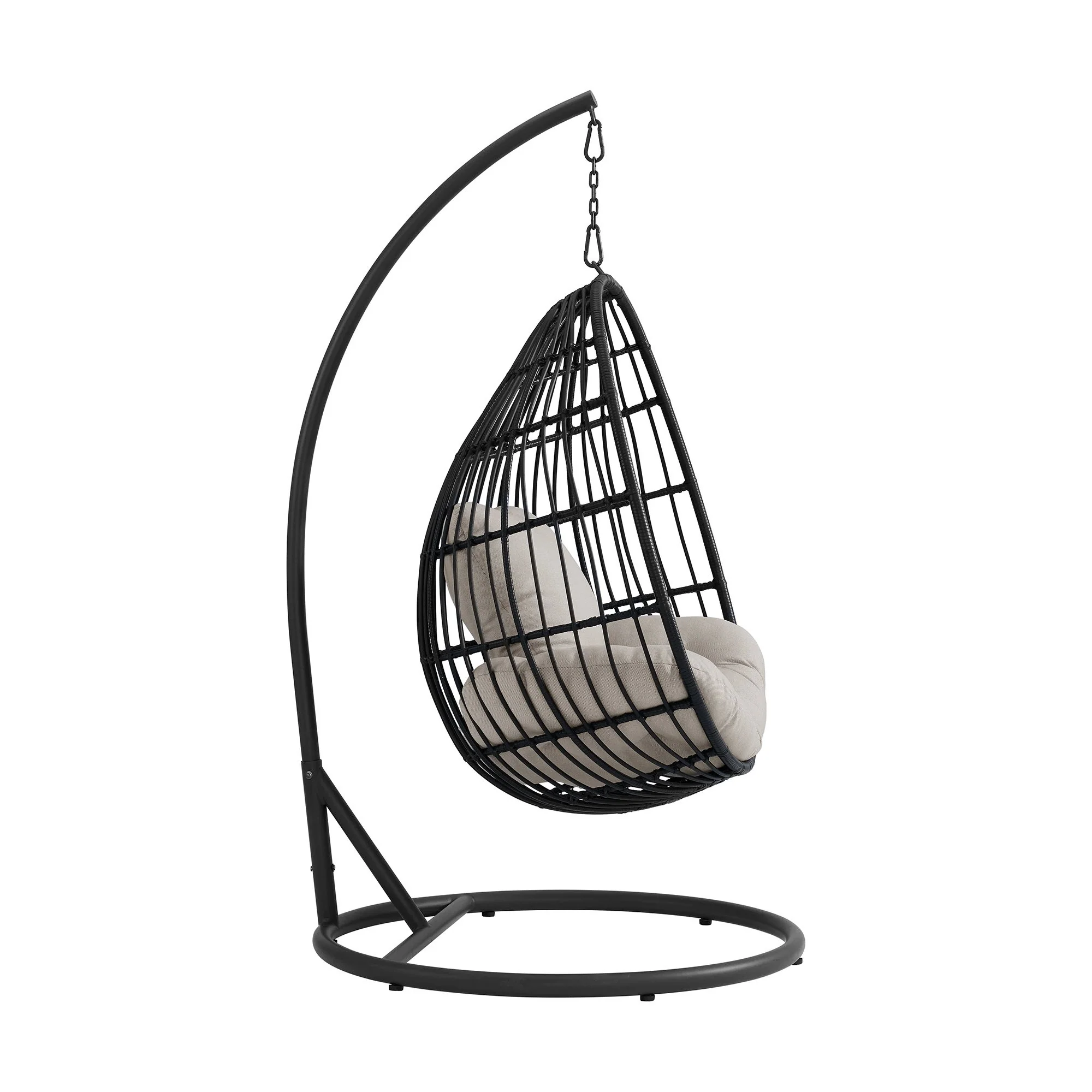 Playa - Swing Egg Chair With Base And Pillar - Dark Gray / Beige - Image 6