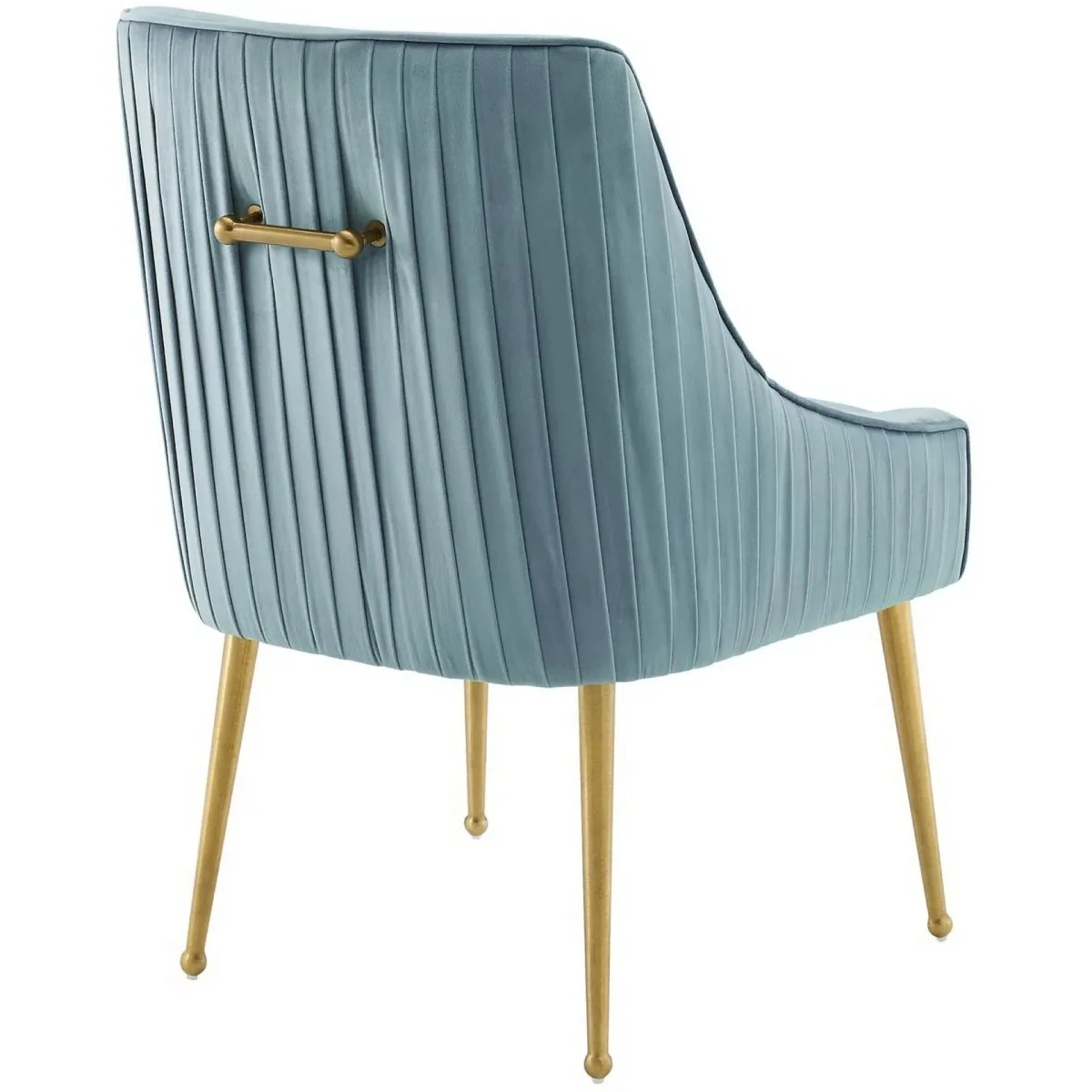 Pleated Back Performance Velvet Dining Chair Set of 2 – Gold Legs - Image 10