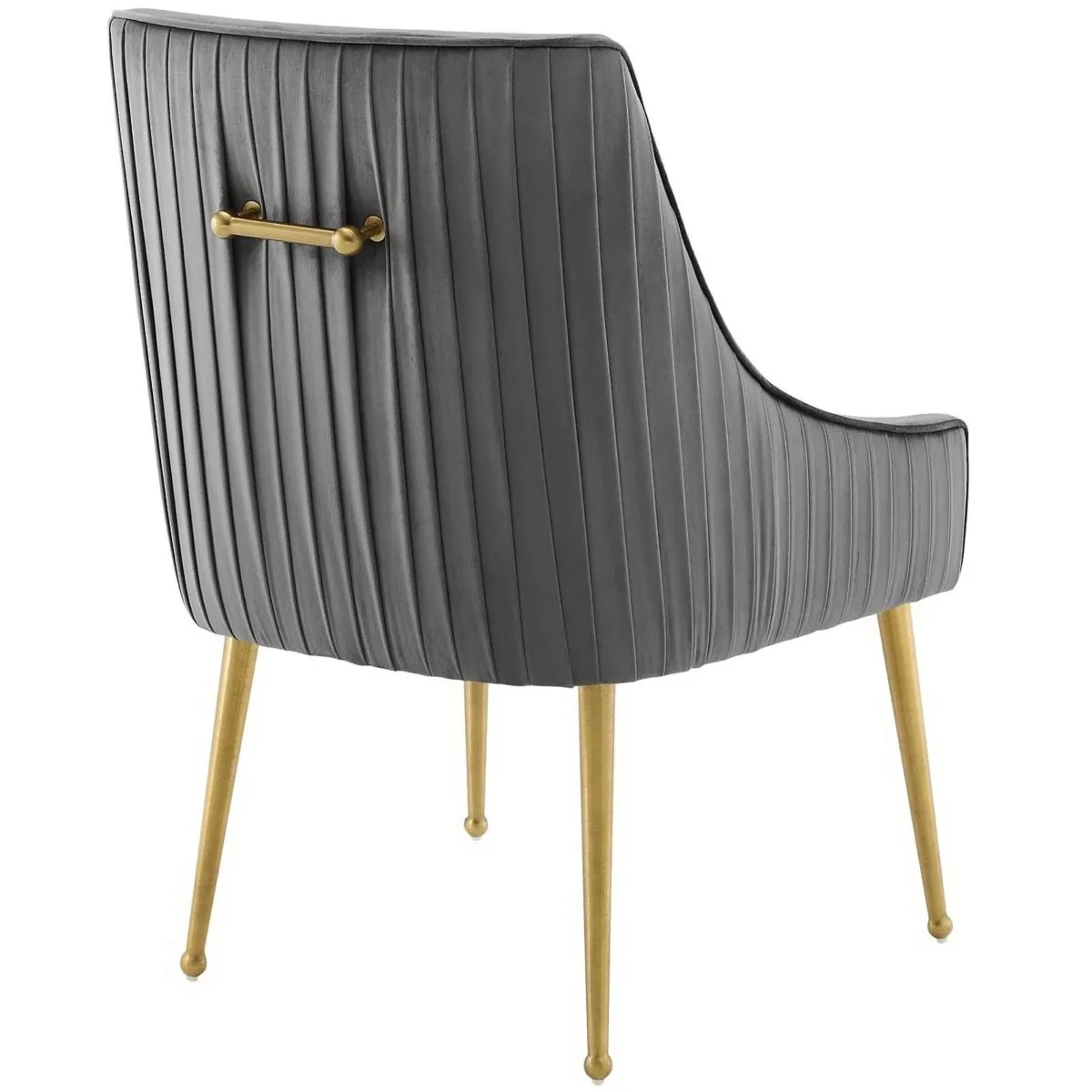Pleated Back Performance Velvet Dining Chair Set of 2 – Gold Legs - Image 4