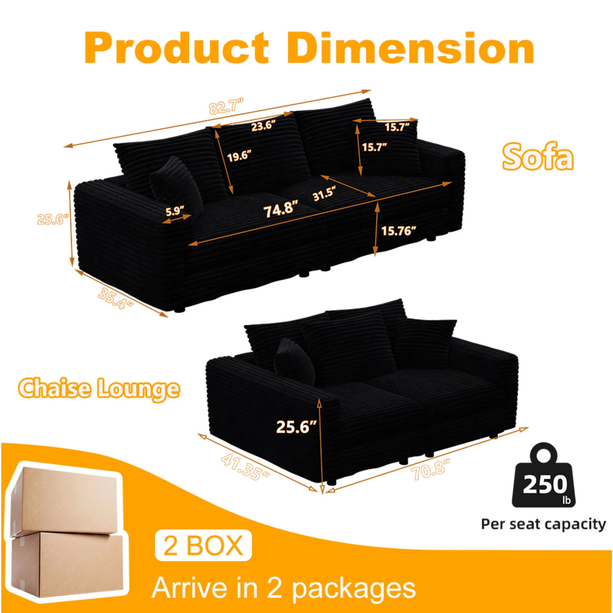 4 Seat Sofa, Modern Comfy Upholstered Sofa Cloud Couch, Deep Seat Couches With Soft Pillows - Image 57