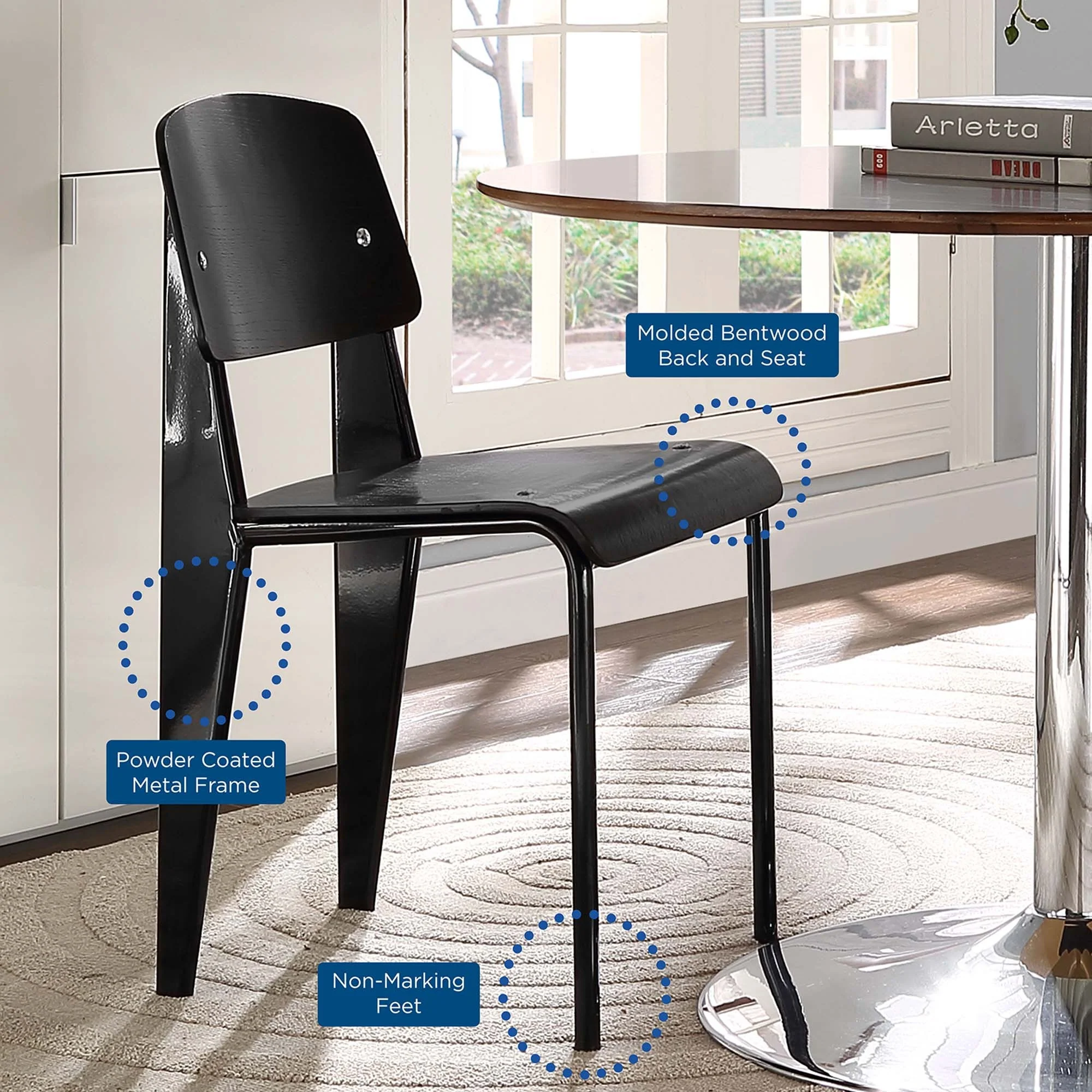Plywood & Steel Dining Side Chair with Natural Wood Finish - Image 5