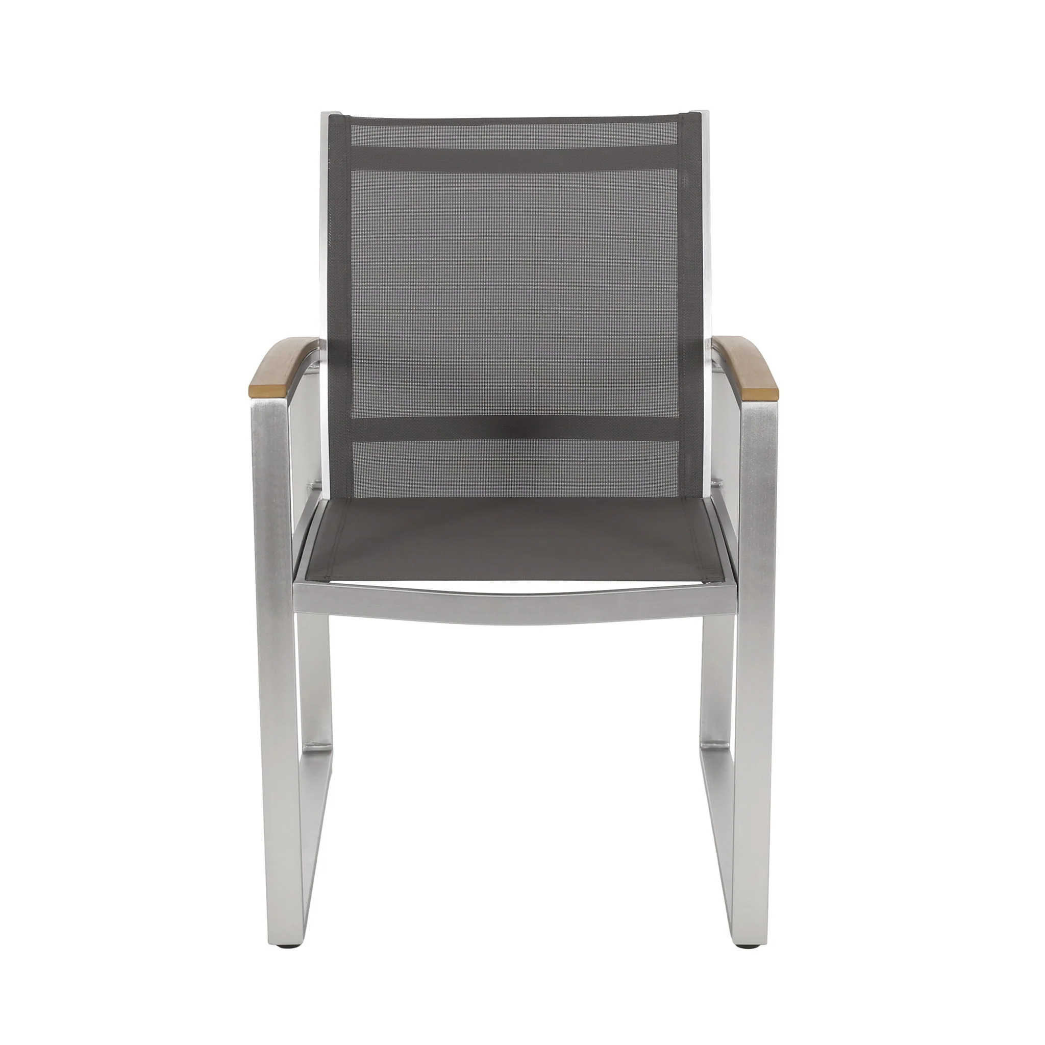 Poetic - Outdoor Dining Chair With Faux Wood Arms And Aluminum Frame (Set of 2) - Gray - Image 2