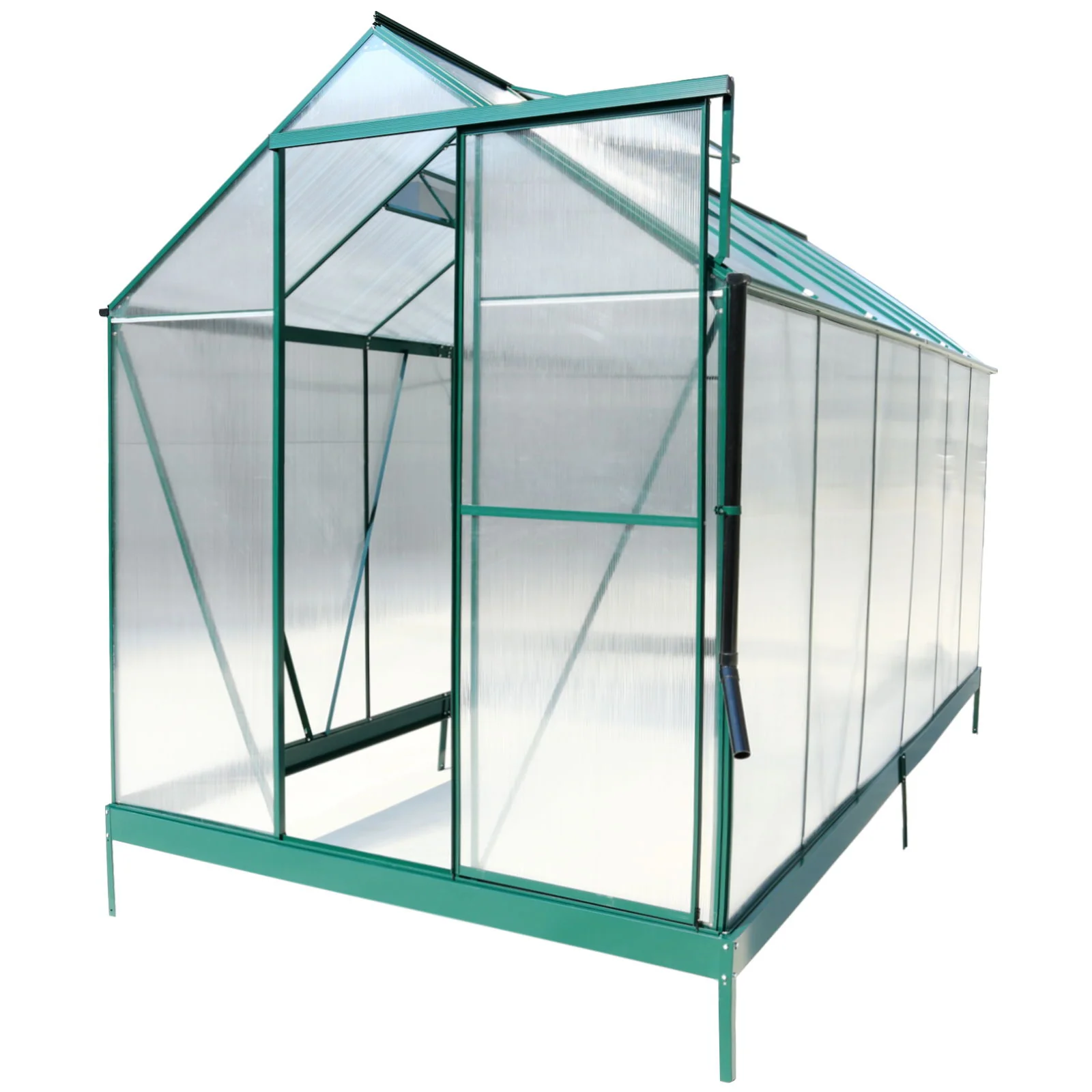 Polycarbonate house, Heavy Duty Outdoor Aluminum Walk-In House Kit With Rain Gutter, Vent And Door For Backyard Garden - Image 10