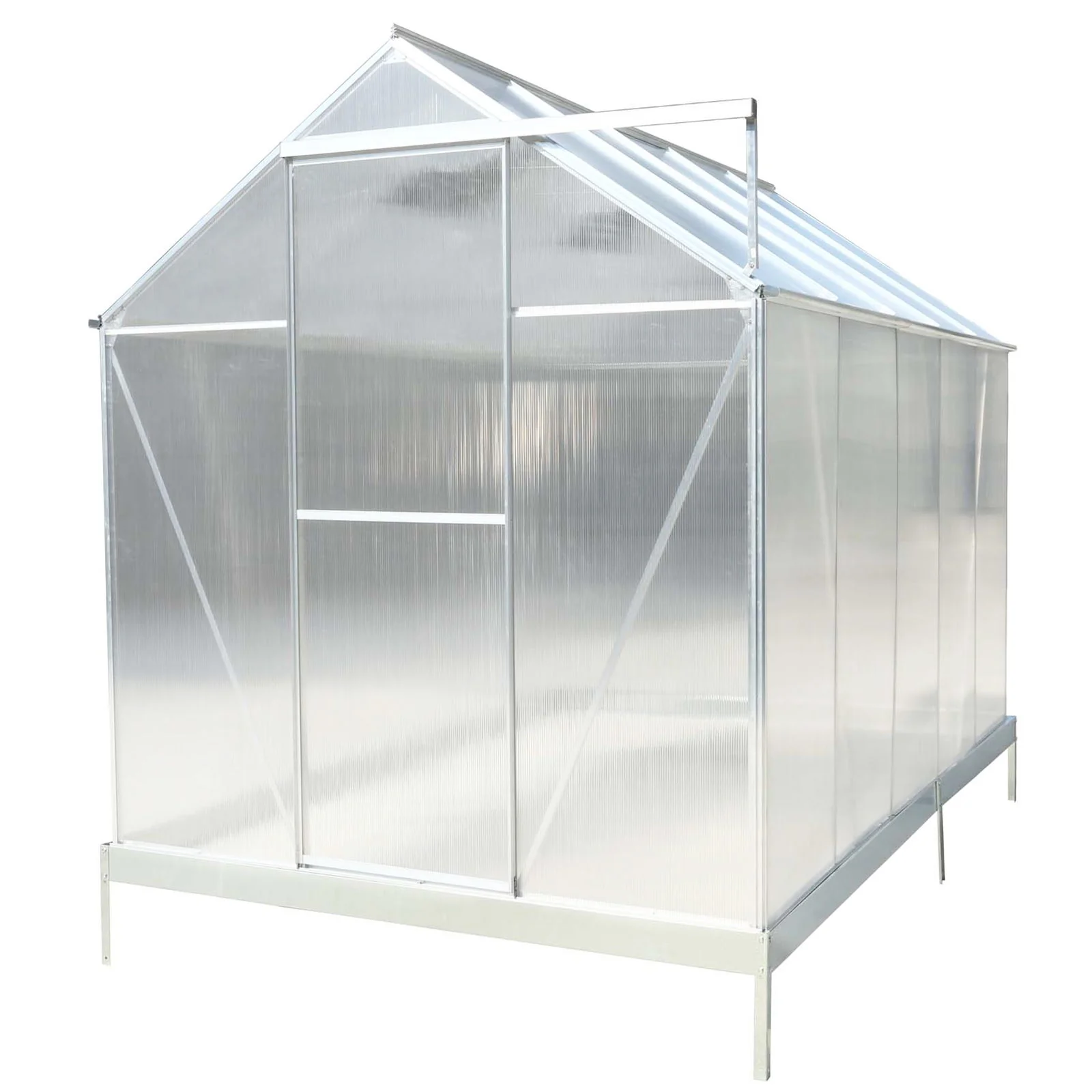 Polycarbonate house, Heavy Duty Outdoor Aluminum Walk-In House Kit With Rain Gutter, Vent And Door For Backyard Garden - Image 11