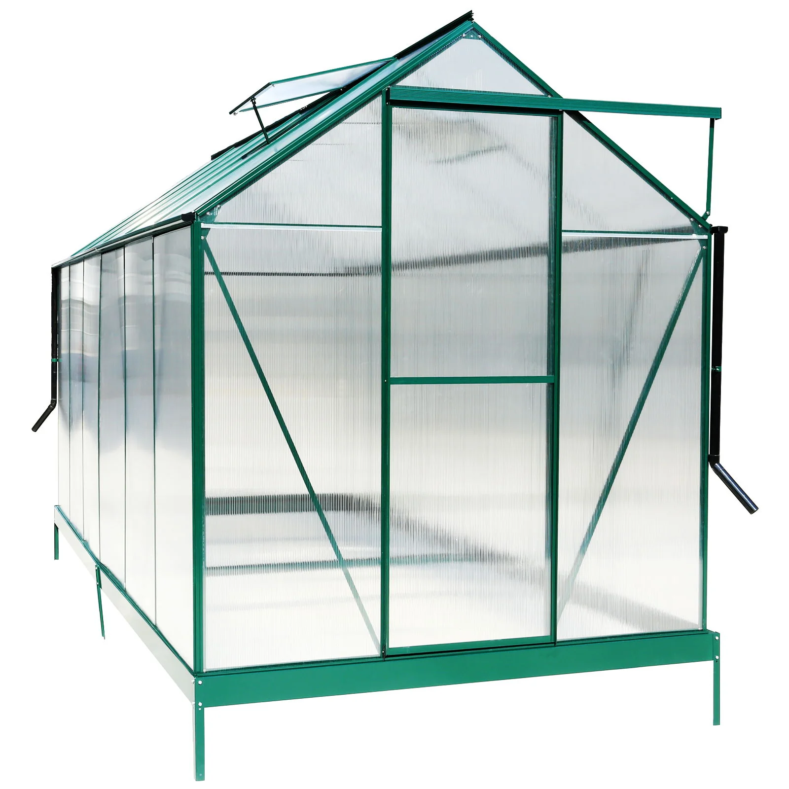 Polycarbonate house, Heavy Duty Outdoor Aluminum Walk-In House Kit With Rain Gutter, Vent And Door For Backyard Garden - Image 16