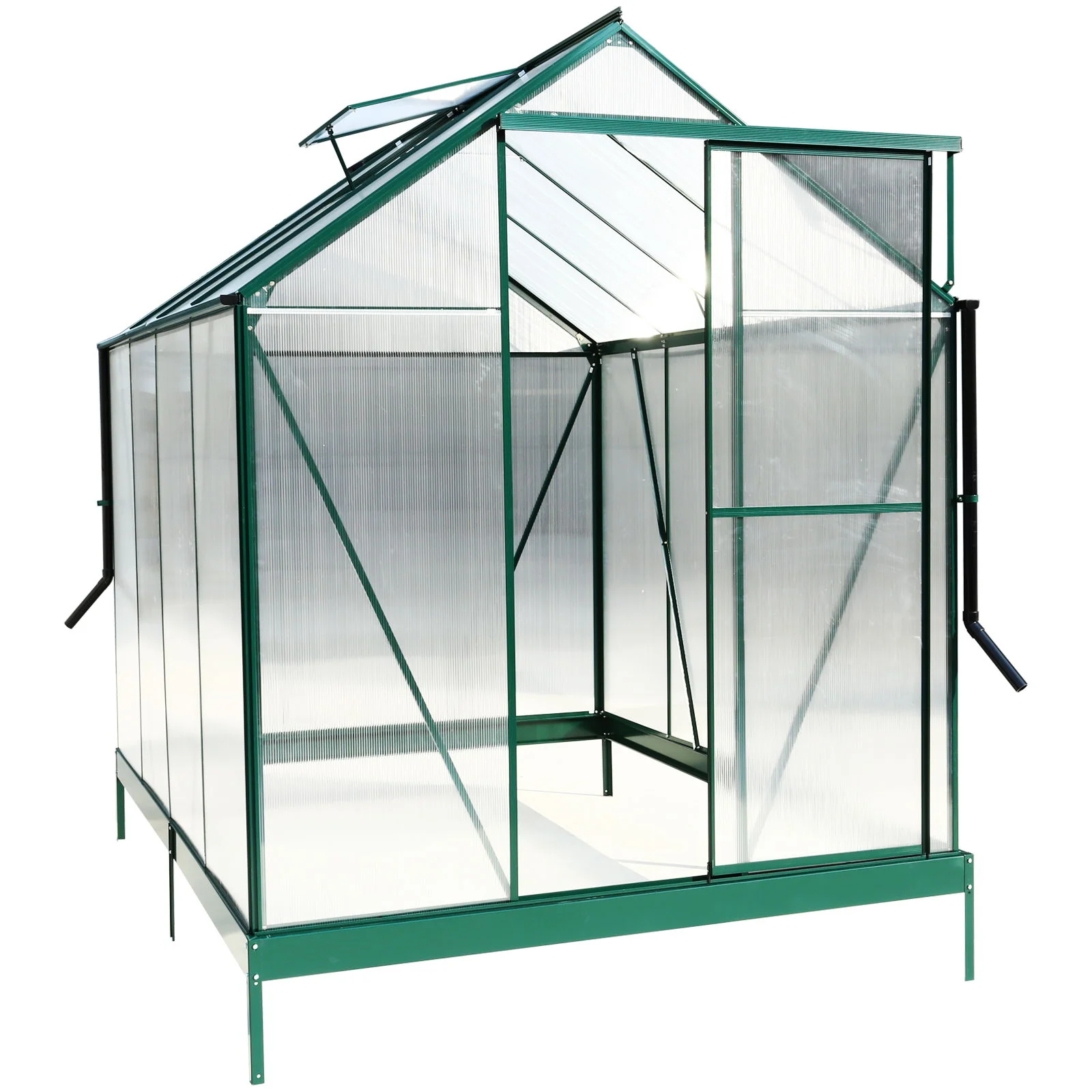 Polycarbonate house, Heavy Duty Outdoor Aluminum Walk-In House Kit With Rain Gutter, Vent And Door For Backyard Garden - Image 17