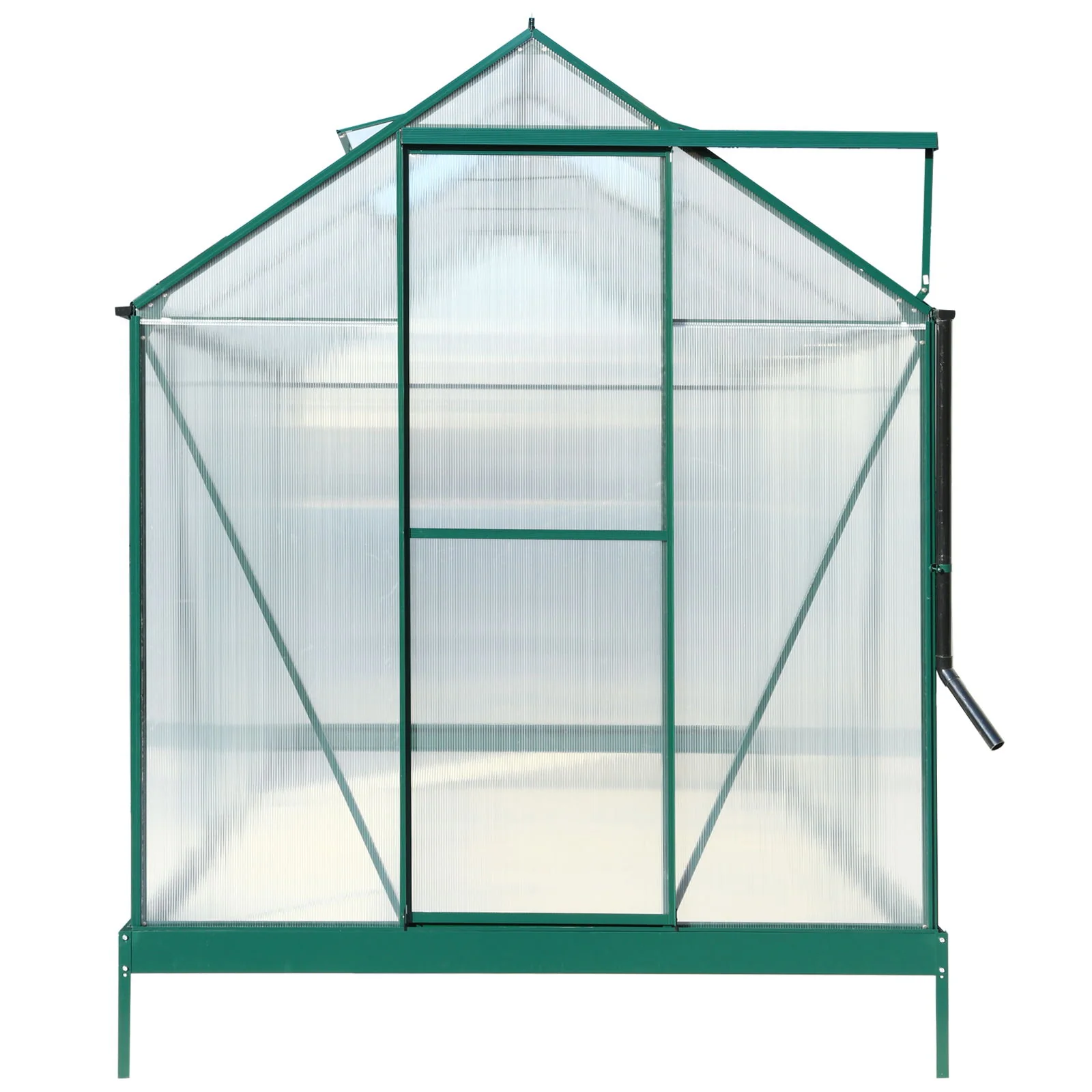 Polycarbonate house, Heavy Duty Outdoor Aluminum Walk-In House Kit With Rain Gutter, Vent And Door For Backyard Garden - Image 19