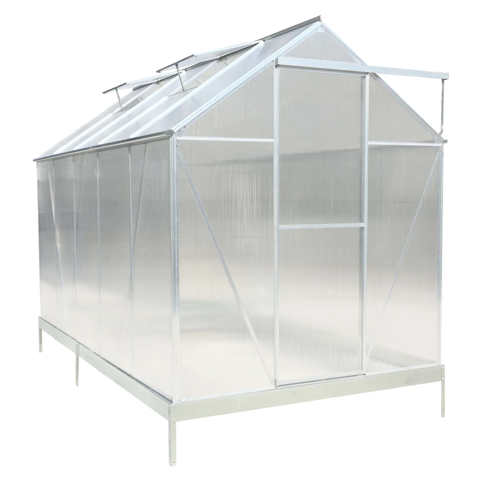 Polycarbonate house, Heavy Duty Outdoor Aluminum Walk-In House Kit With Rain Gutter, Vent And Door For Backyard Garden - Image 2
