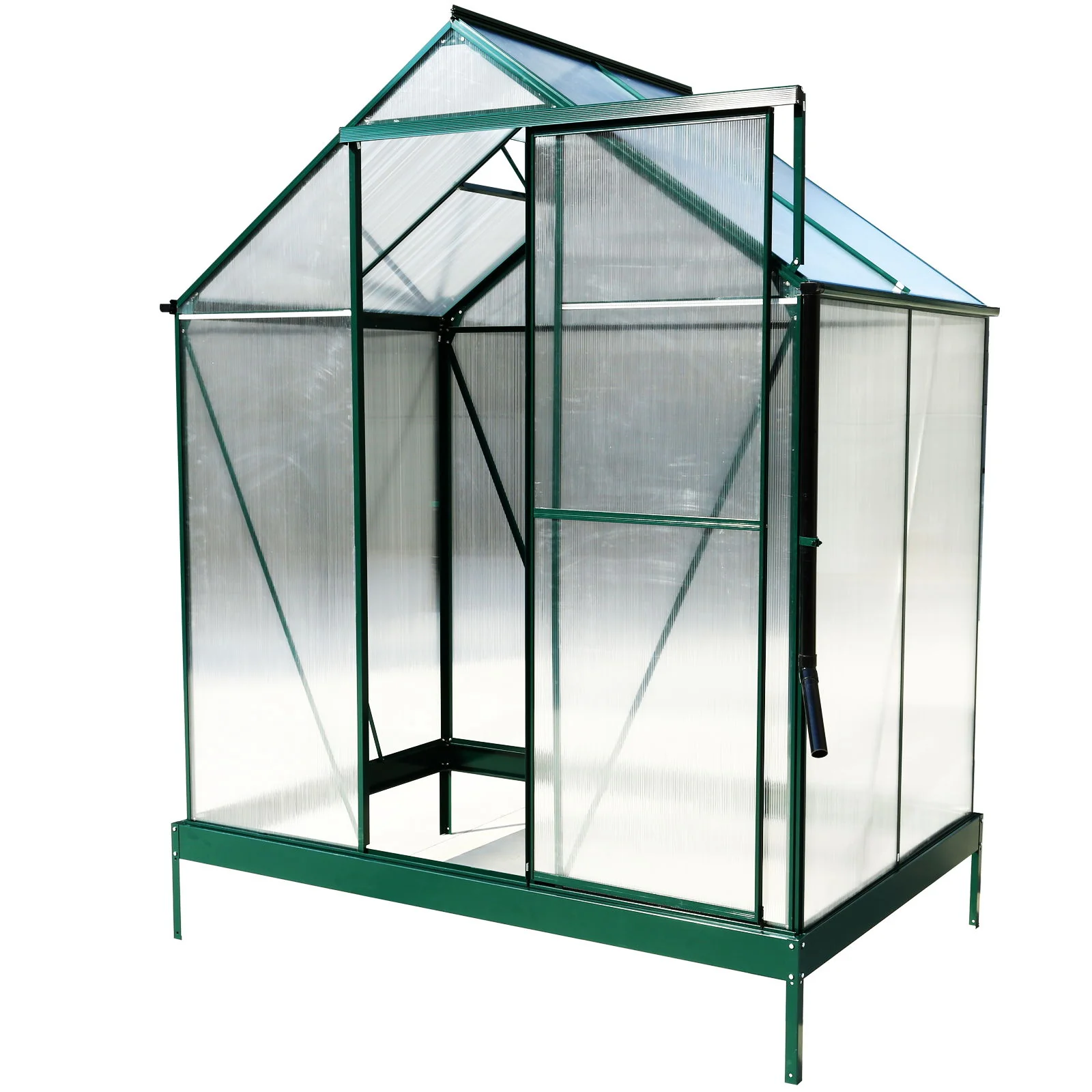 Polycarbonate house, Heavy Duty Outdoor Aluminum Walk-In House Kit With Rain Gutter, Vent And Door For Backyard Garden - Image 22