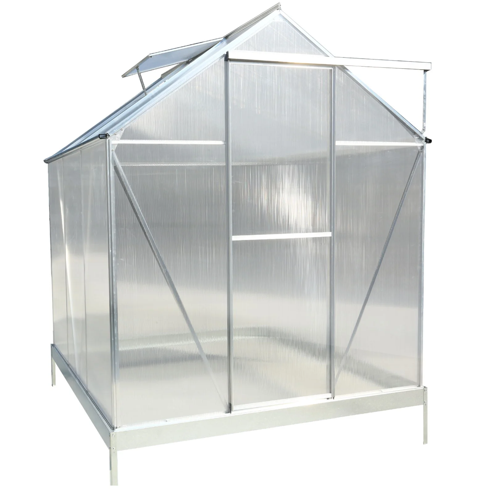 Polycarbonate house, Heavy Duty Outdoor Aluminum Walk-In House Kit With Rain Gutter, Vent And Door For Backyard Garden - Image 23