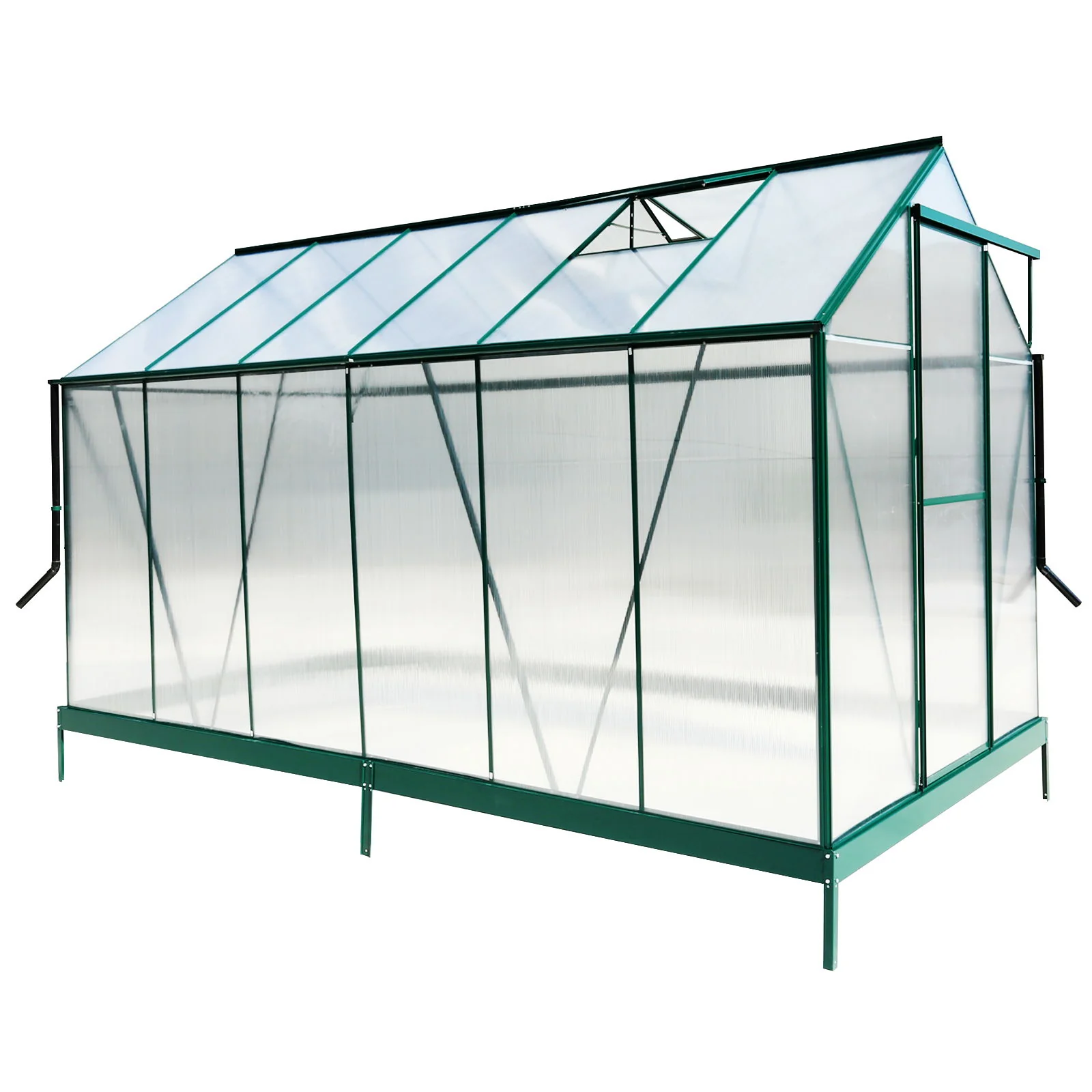 Polycarbonate house, Heavy Duty Outdoor Aluminum Walk-In House Kit With Rain Gutter, Vent And Door For Backyard Garden - Image 34