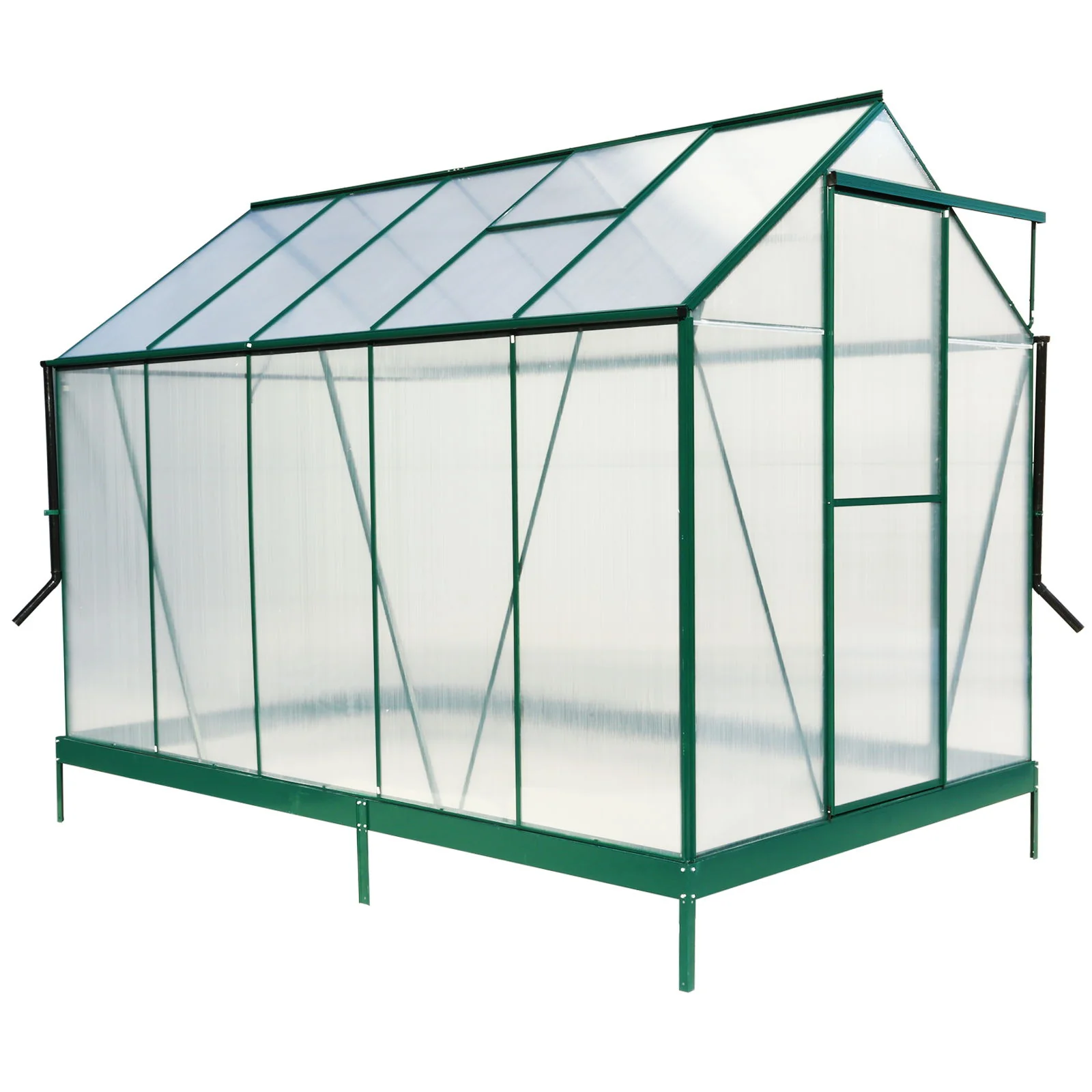 Polycarbonate house, Heavy Duty Outdoor Aluminum Walk-In House Kit With Rain Gutter, Vent And Door For Backyard Garden - Image 39