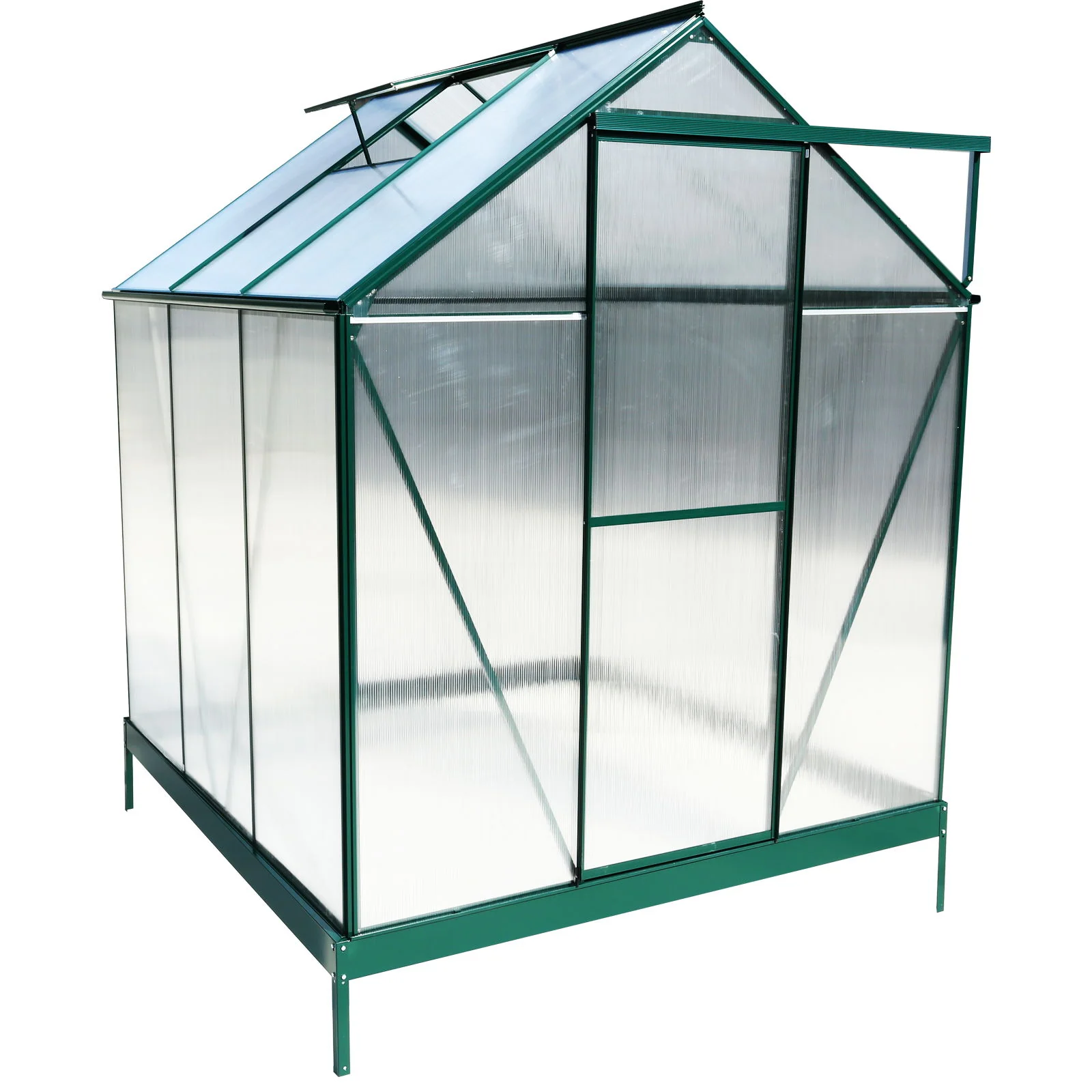 Polycarbonate house, Heavy Duty Outdoor Aluminum Walk-In House Kit With Rain Gutter, Vent And Door For Backyard Garden - Image 45