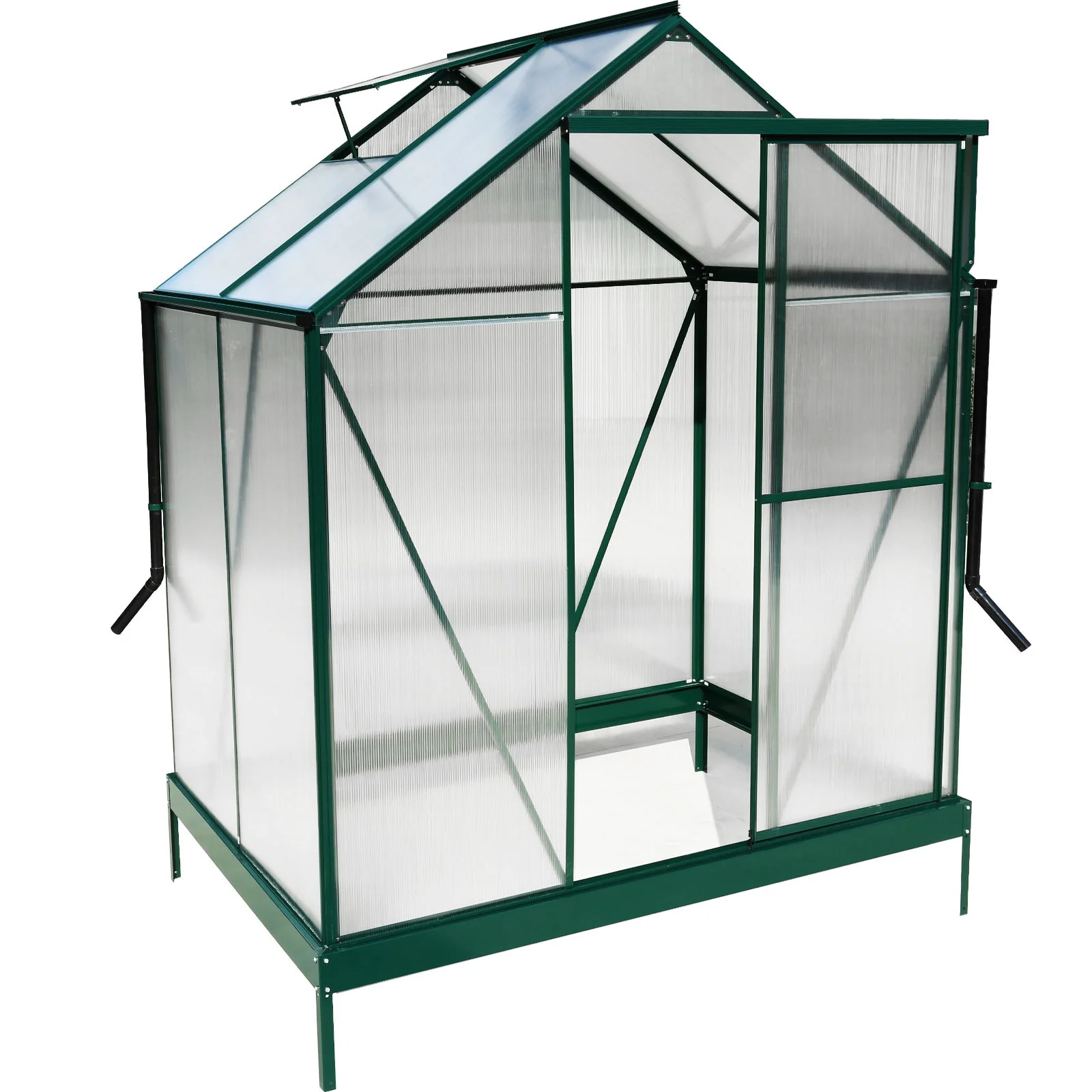 Polycarbonate house, Heavy Duty Outdoor Aluminum Walk-In House Kit With Rain Gutter, Vent And Door For Backyard Garden - Image 47