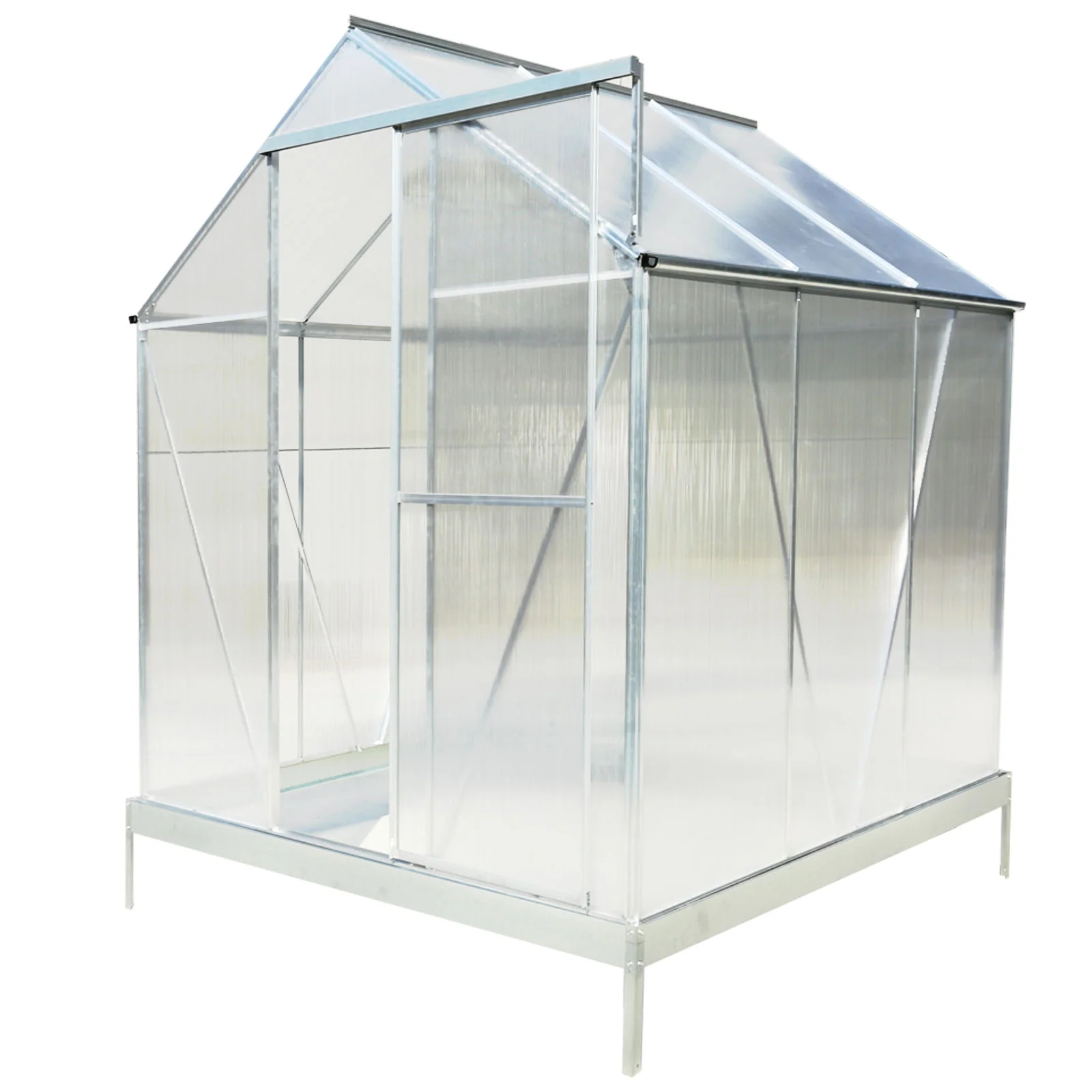 Polycarbonate house, Heavy Duty Outdoor Aluminum Walk-In House Kit With Rain Gutter, Vent And Door For Backyard Garden - Image 52
