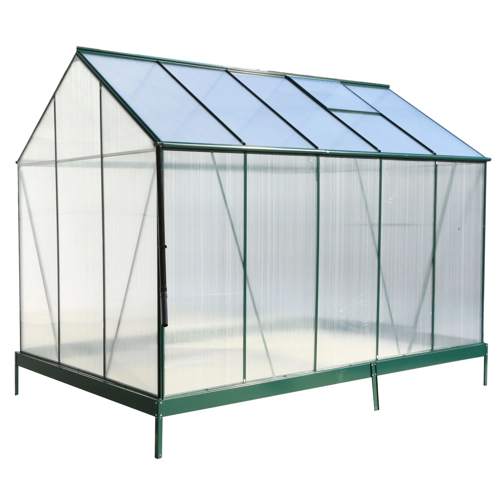 Polycarbonate house, Heavy Duty Outdoor Aluminum Walk-In House Kit With Rain Gutter, Vent And Door For Backyard Garden - Image 55